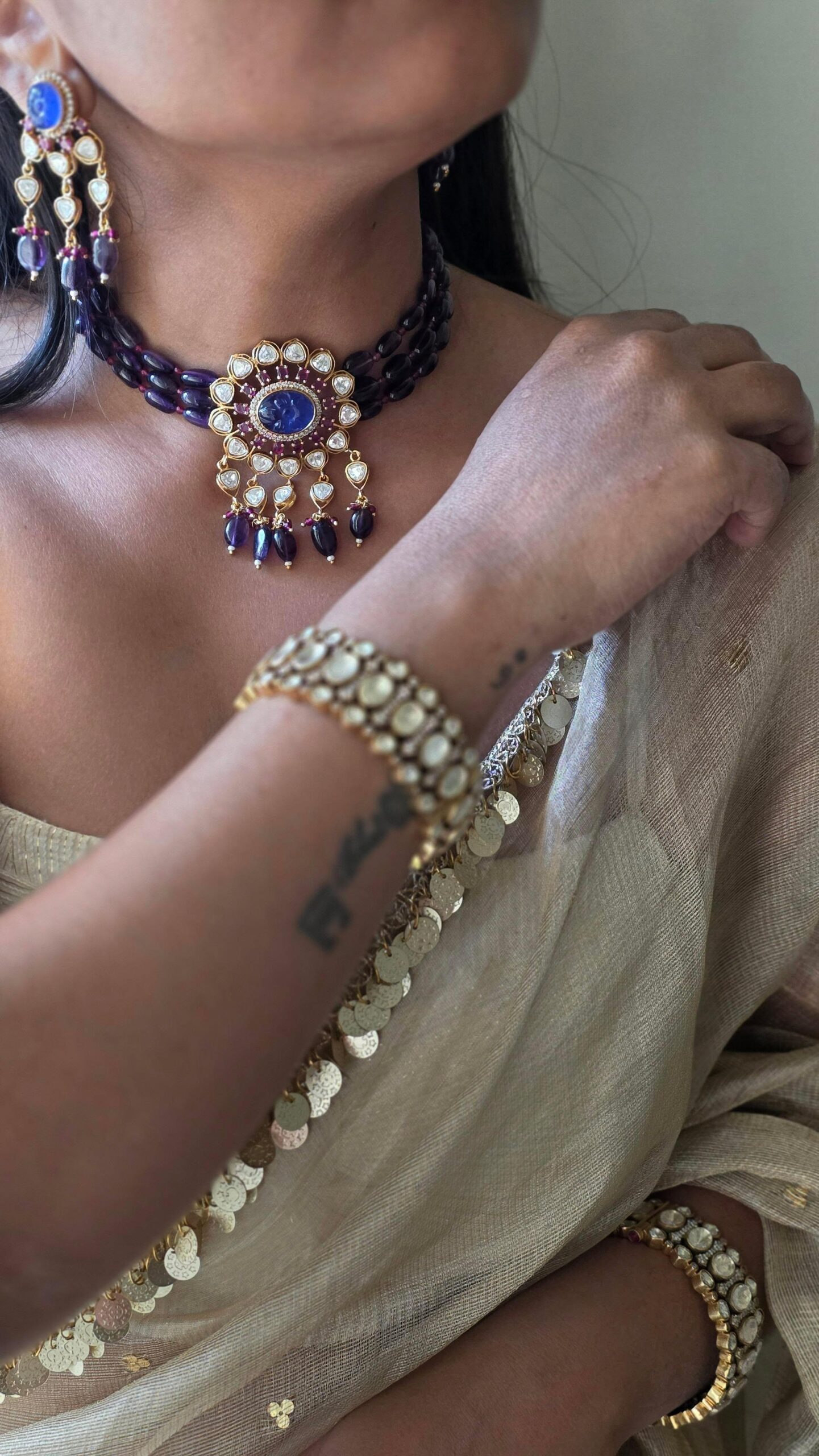 Latika pearl and polki choker Thumbnail
