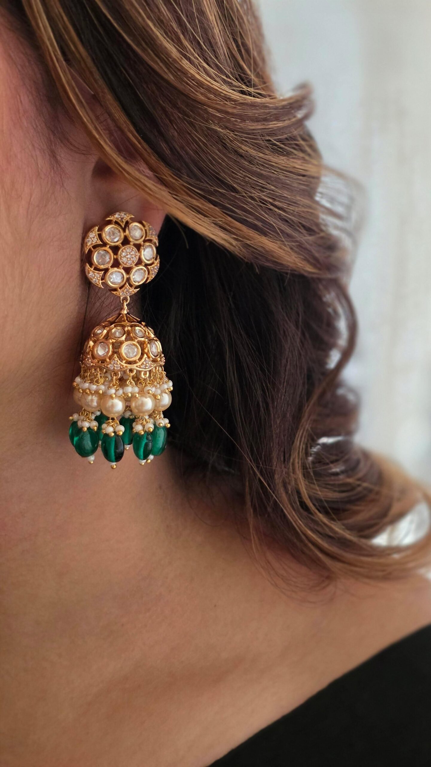Heena pearl and polki jhumki Thumbnail