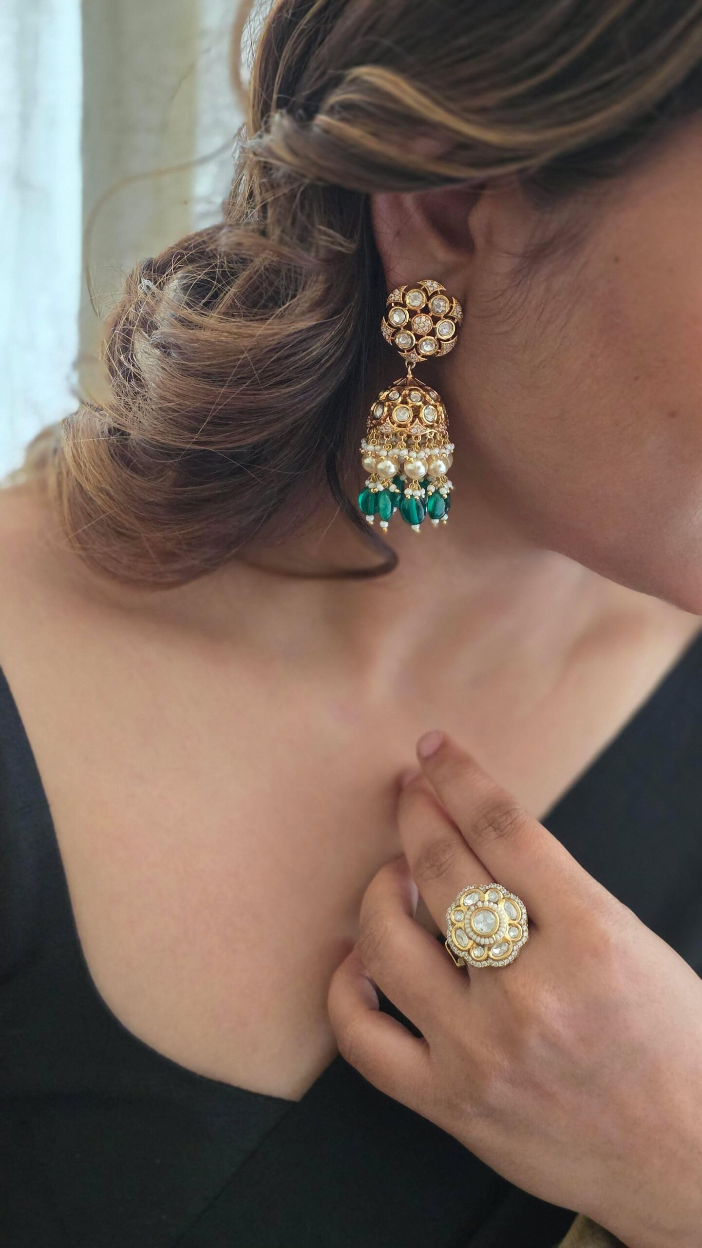 Heena pearl and polki jhumki Thumbnail