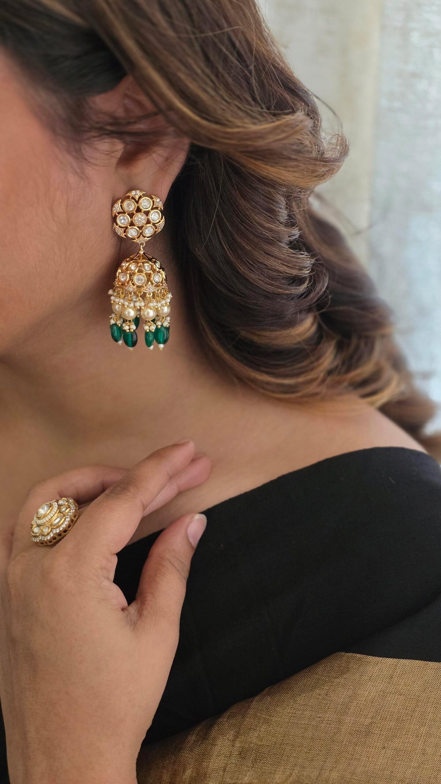 Heena pearl and polki jhumki Thumbnail