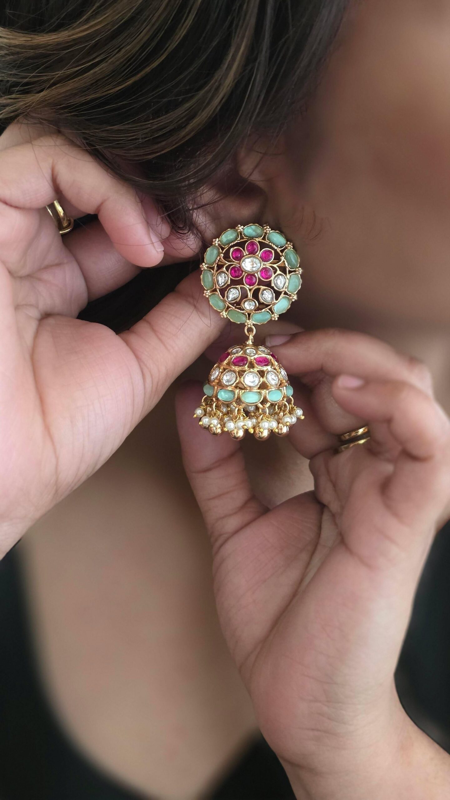Mridula handcrafted polki jhumki Thumbnail