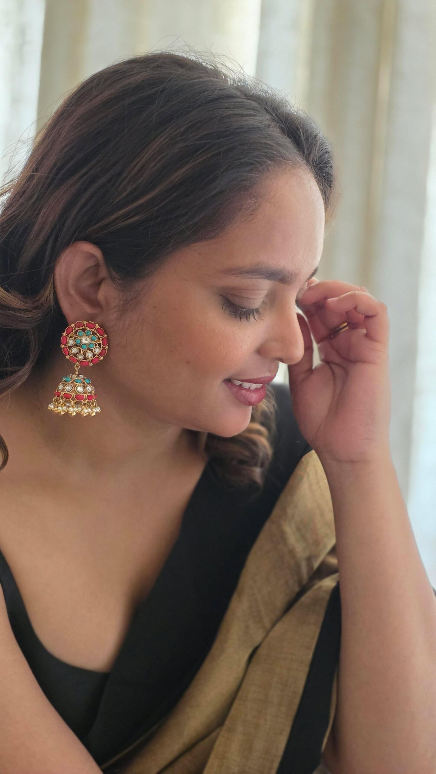 Mridula handcrafted polki jhumki Thumbnail