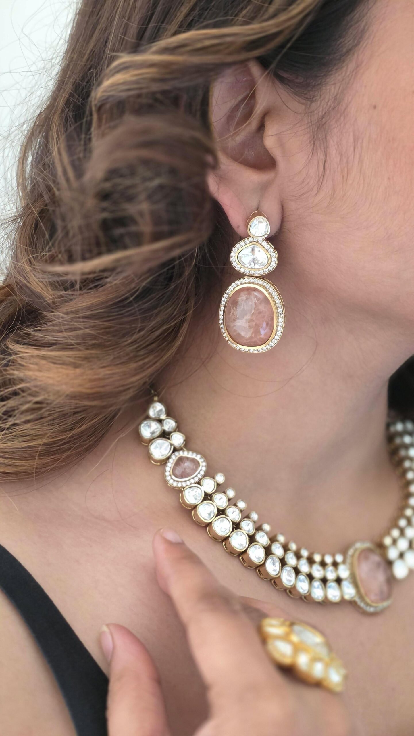 Zareen quartz and polki necklace Thumbnail