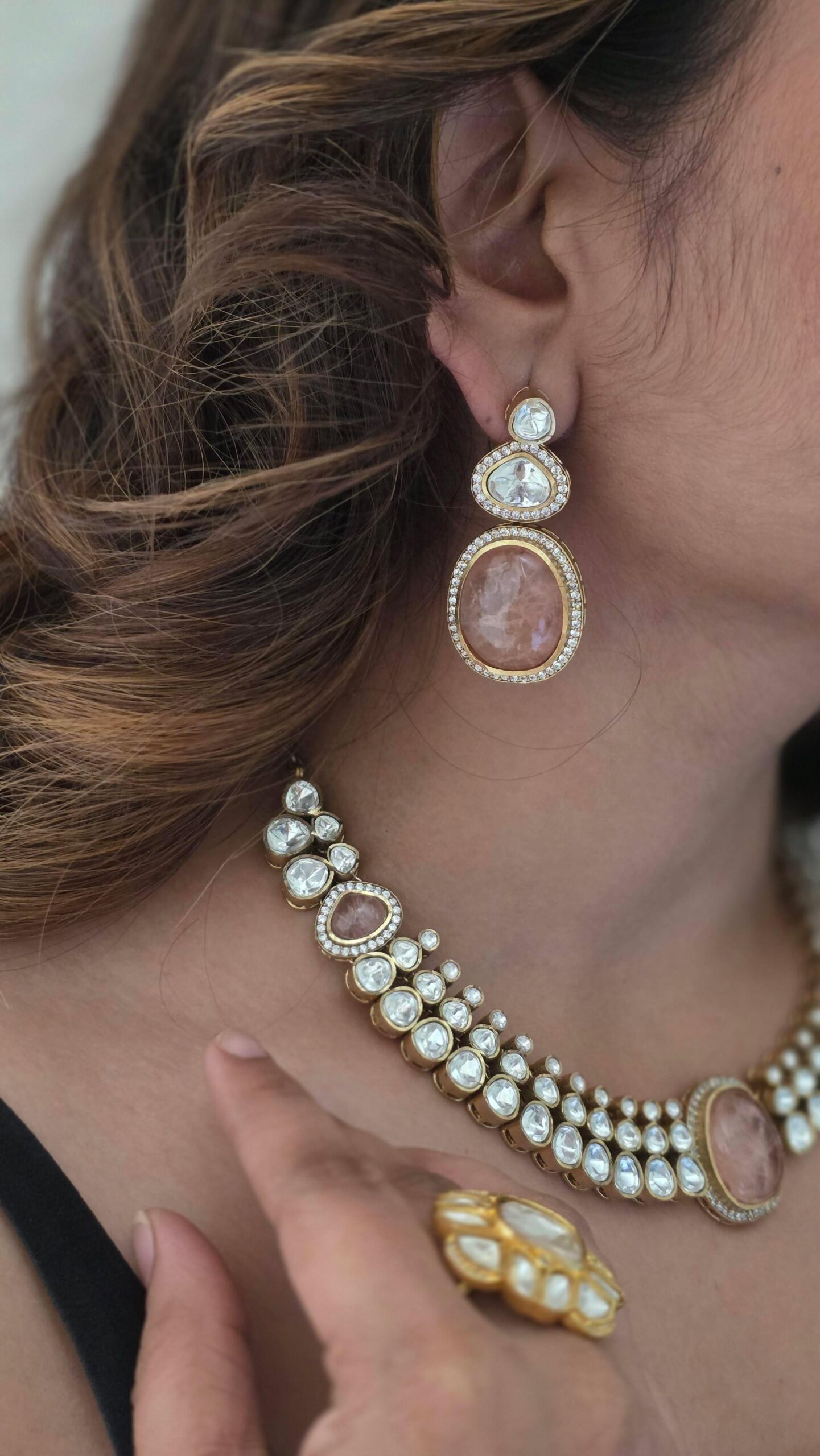 Zareen quartz and polki necklace Thumbnail