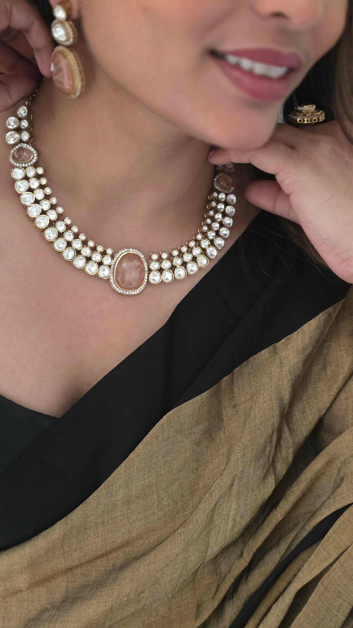 Zareen quartz and polki necklace Thumbnail