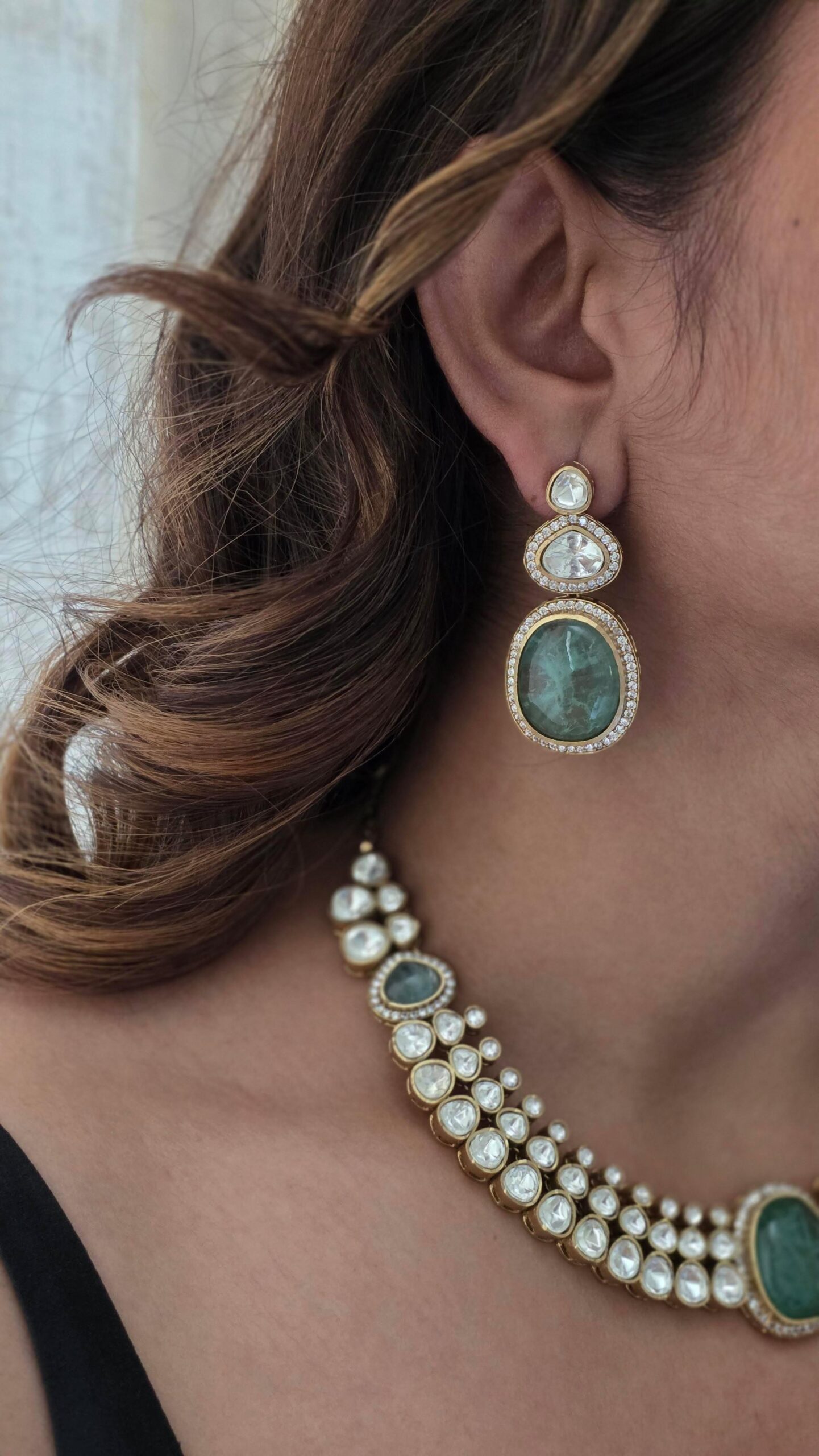 Zareen quartz and polki necklace Thumbnail