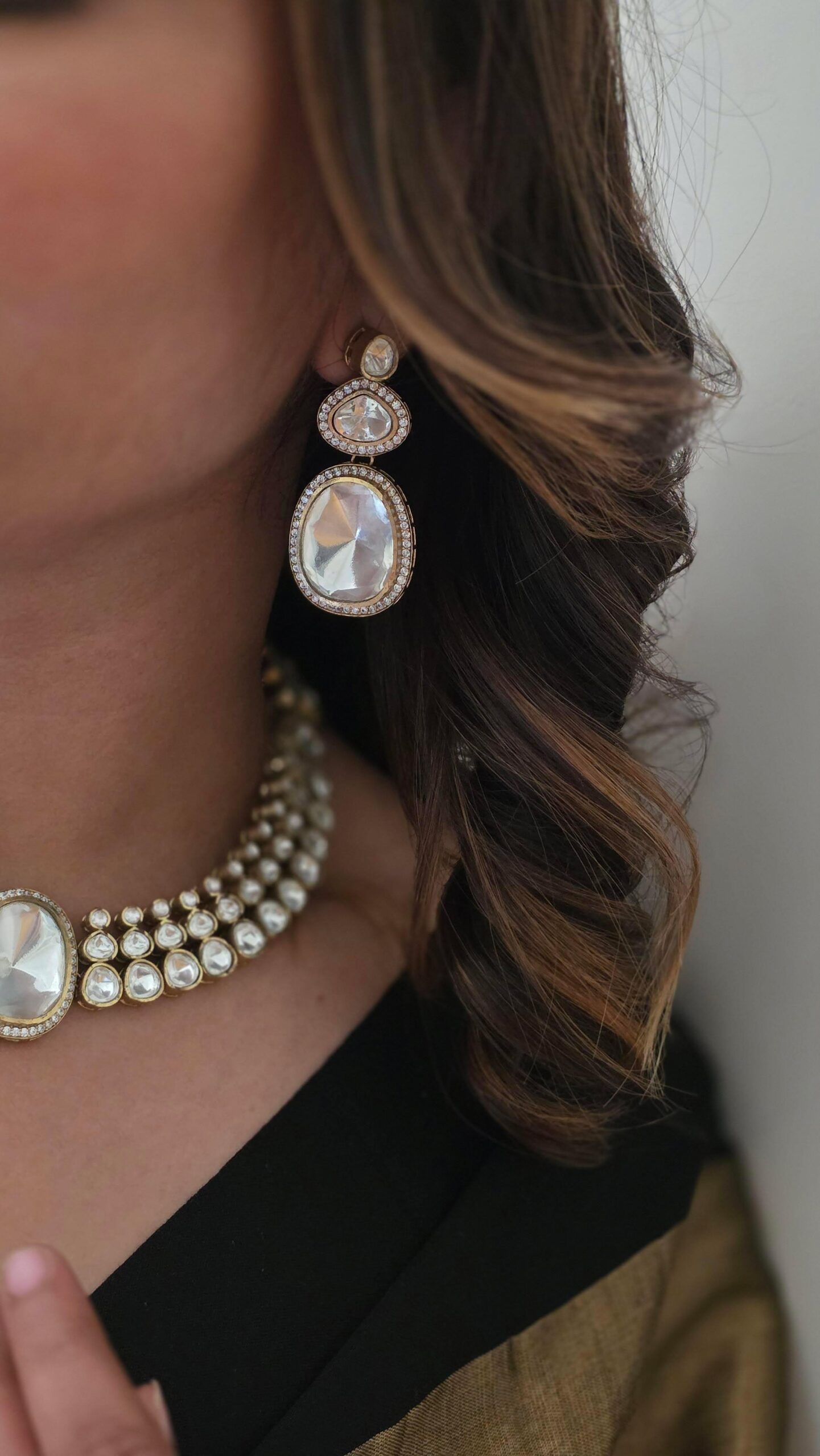 Zareen quartz and polki necklace Thumbnail