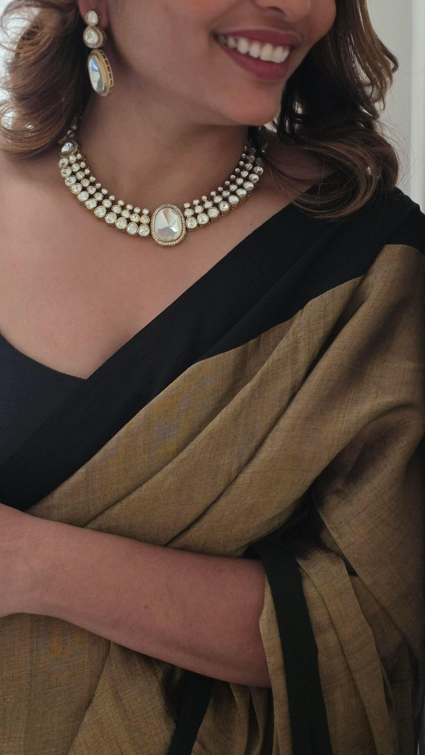 Zareen quartz and polki necklace Thumbnail