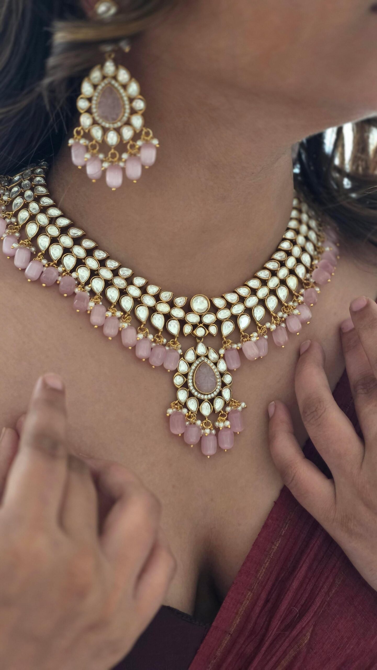 Srushti polki and pearl necklace Thumbnail