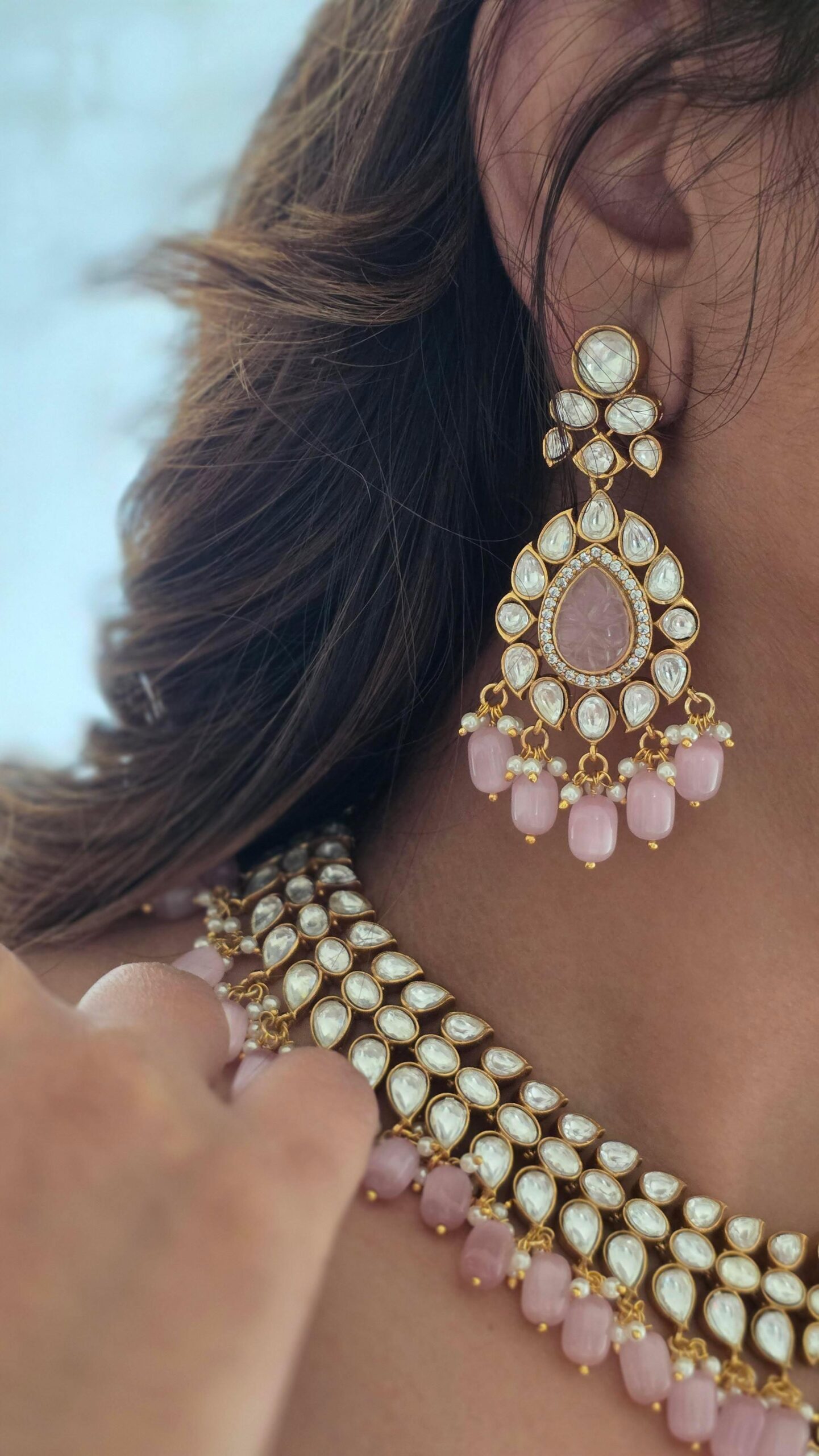 Srushti polki and pearl necklace Thumbnail