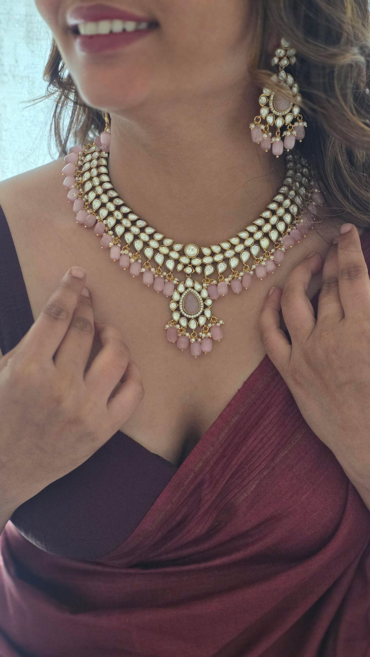 Srushti polki and pearl necklace Thumbnail