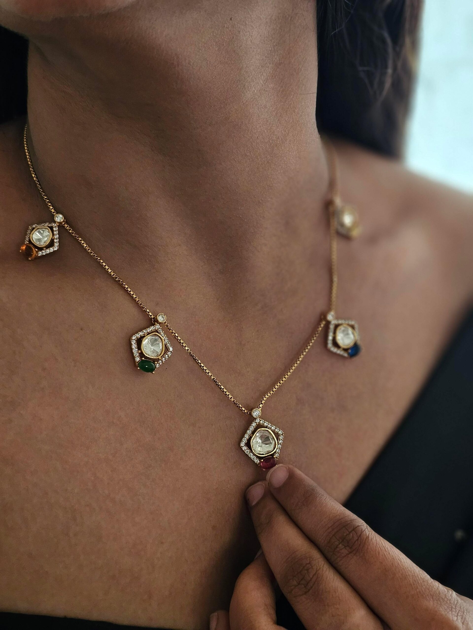 Dua delicate polki necklace Thumbnail