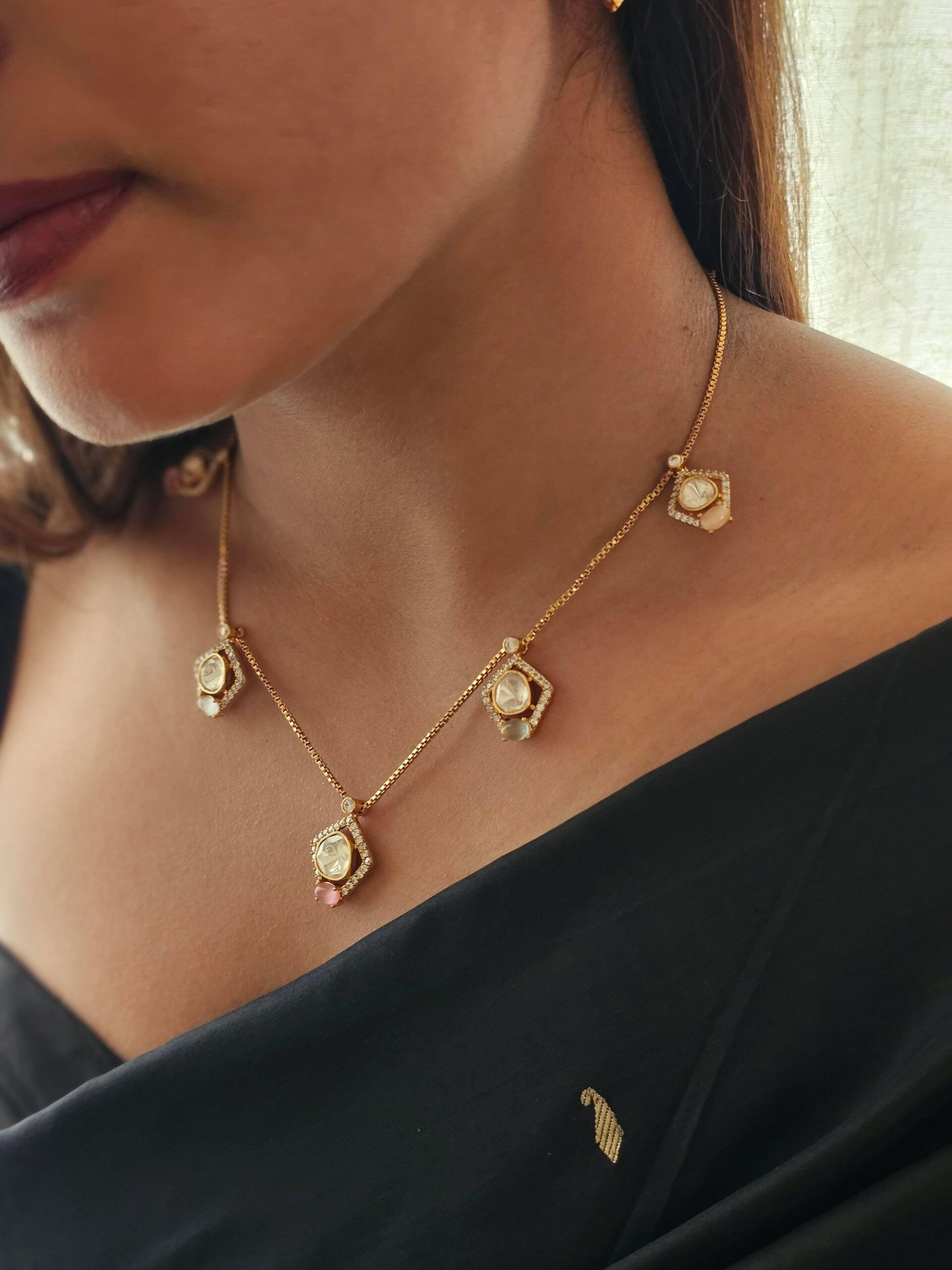 Dua delicate polki necklace Thumbnail