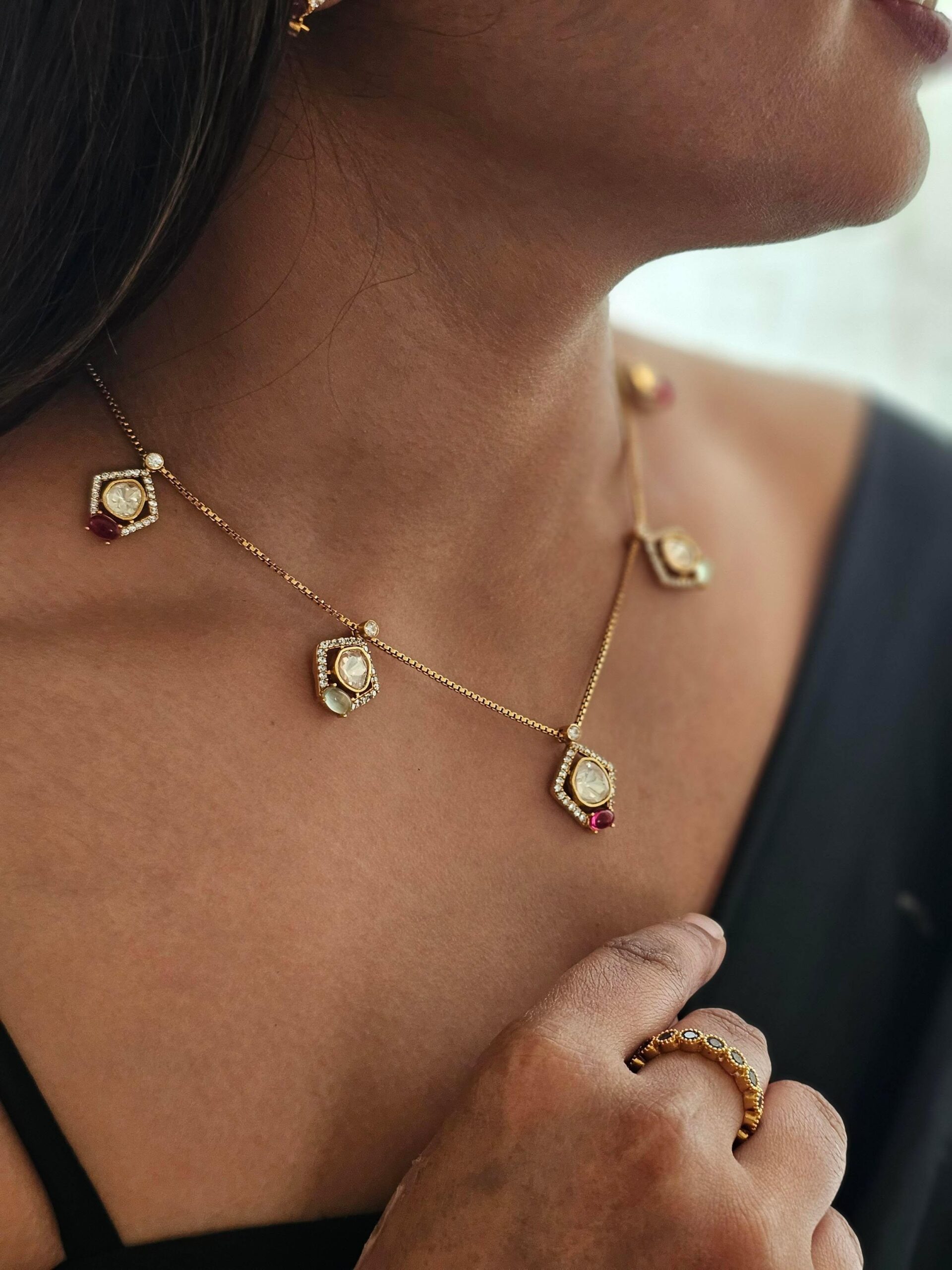 Dua delicate polki necklace Thumbnail