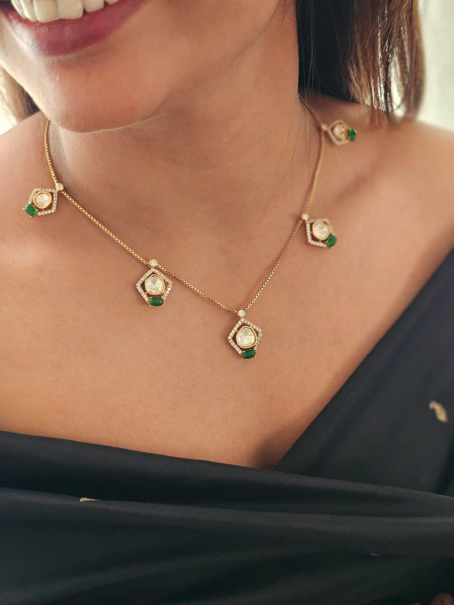 Dua delicate polki necklace Thumbnail