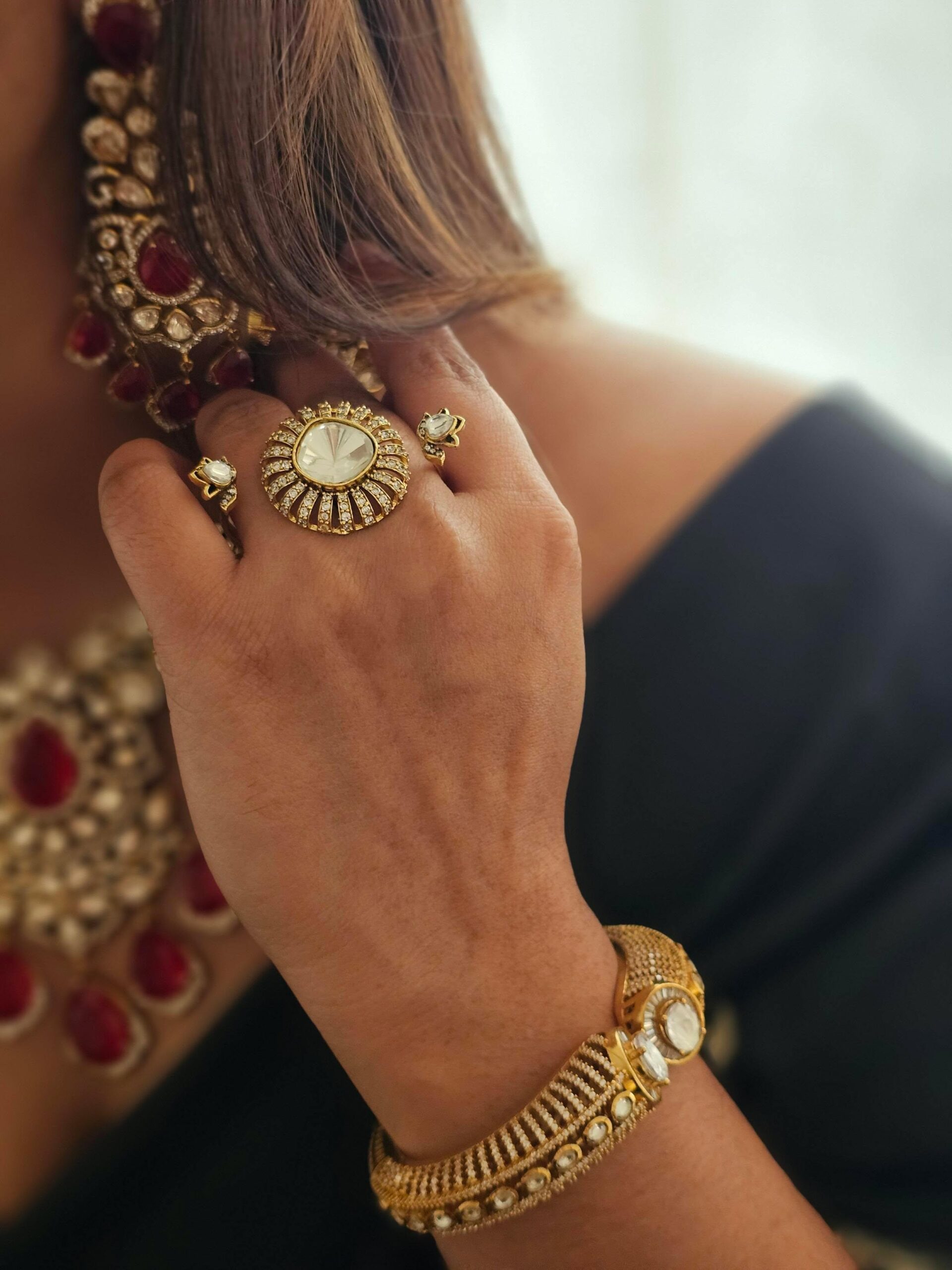 Dua twin polki ring Thumbnail