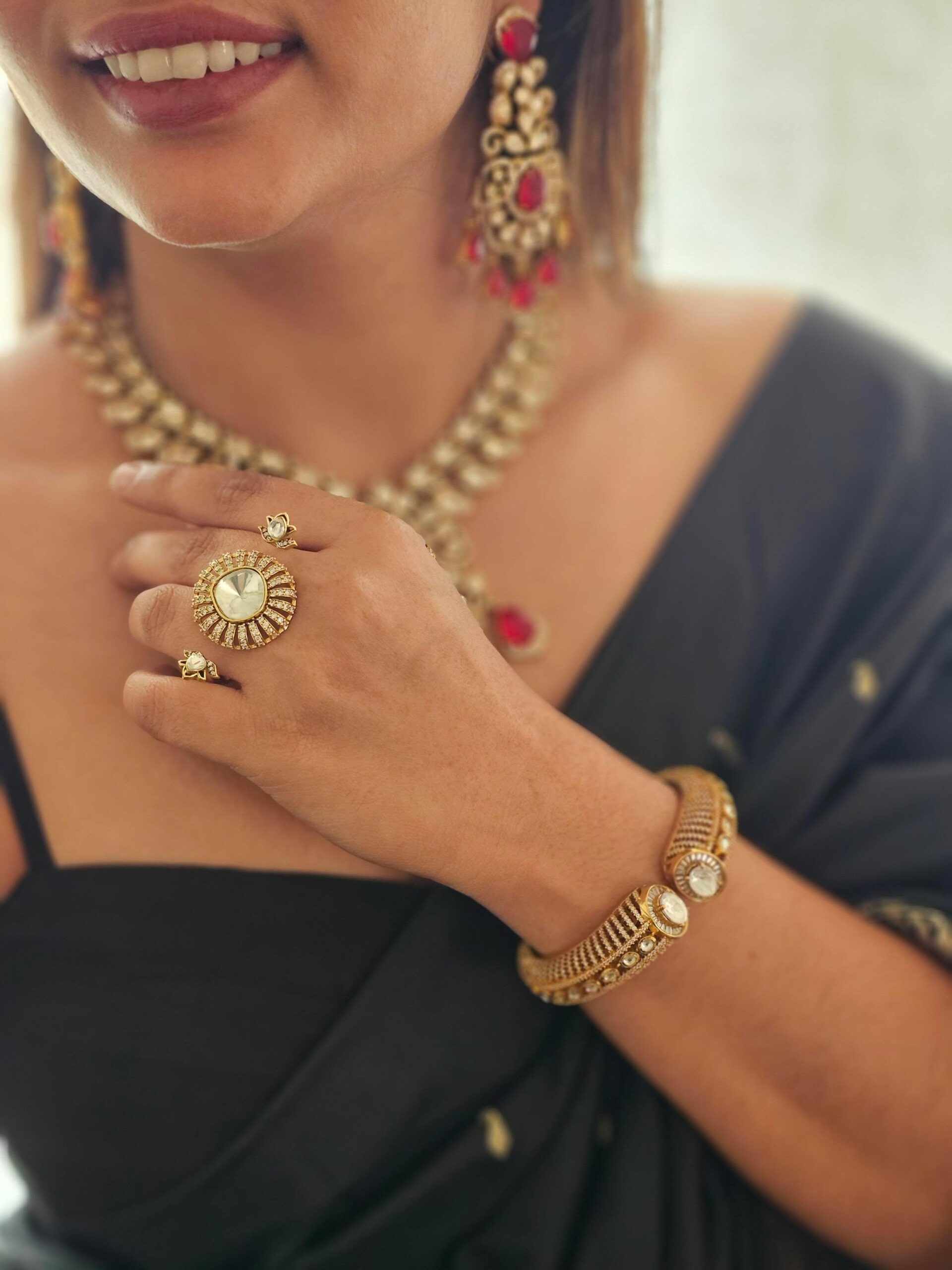 Dua twin polki ring Thumbnail