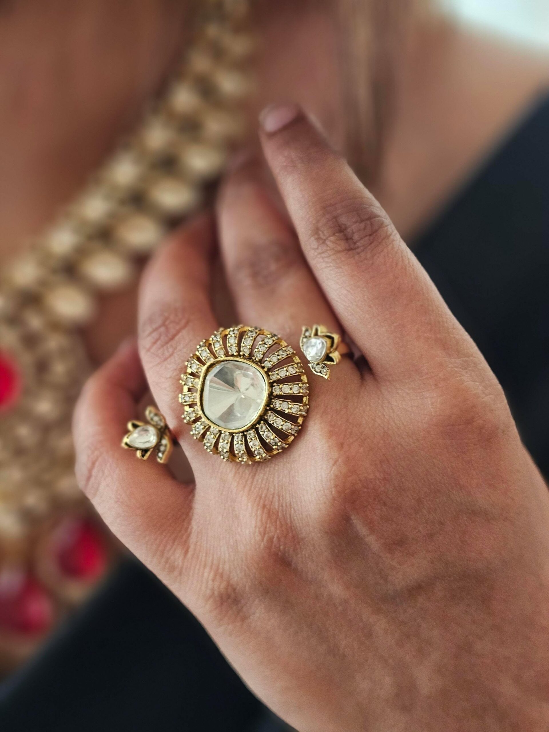 Dua twin polki ring Thumbnail