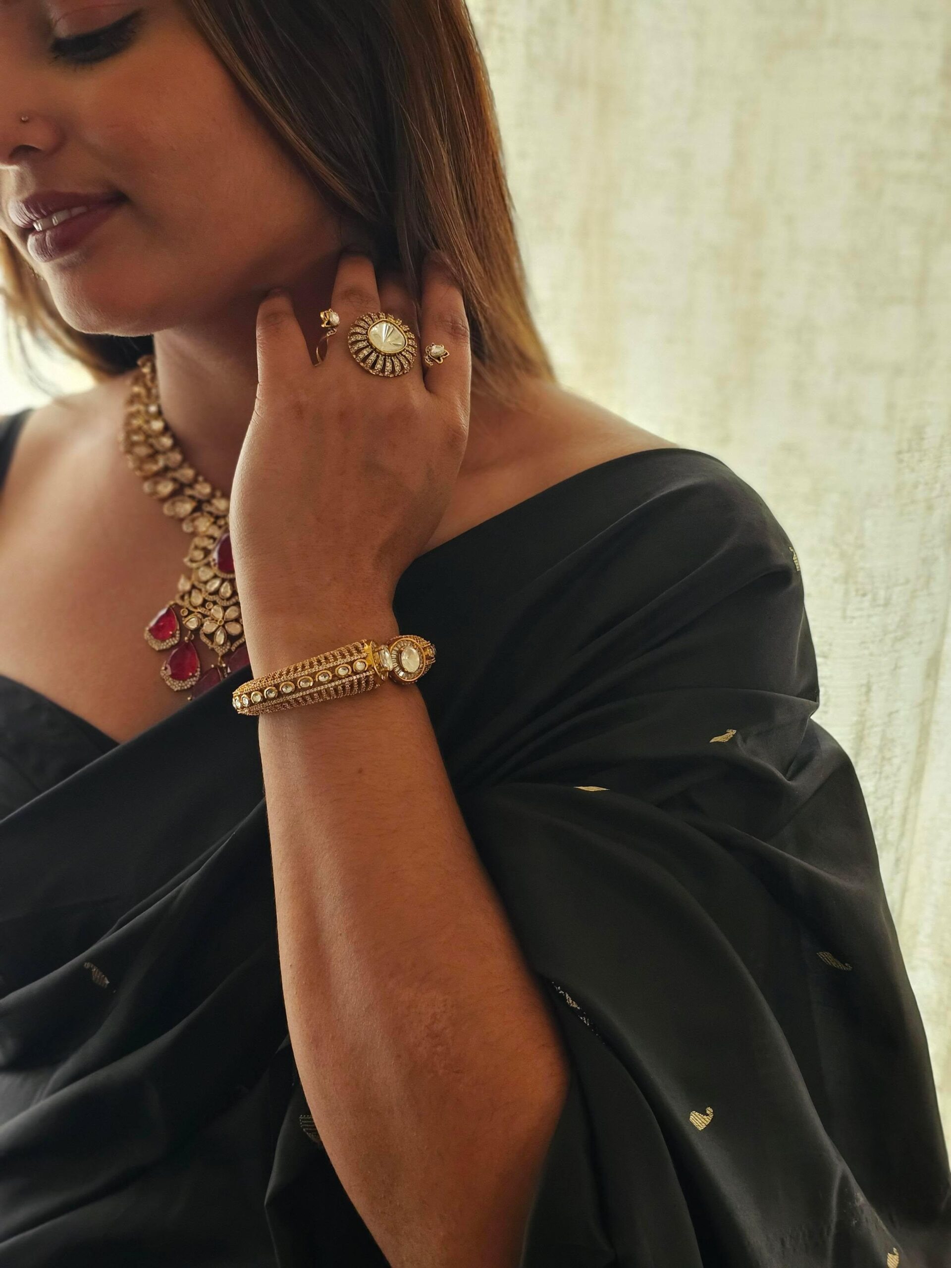 Dua twin polki ring Thumbnail