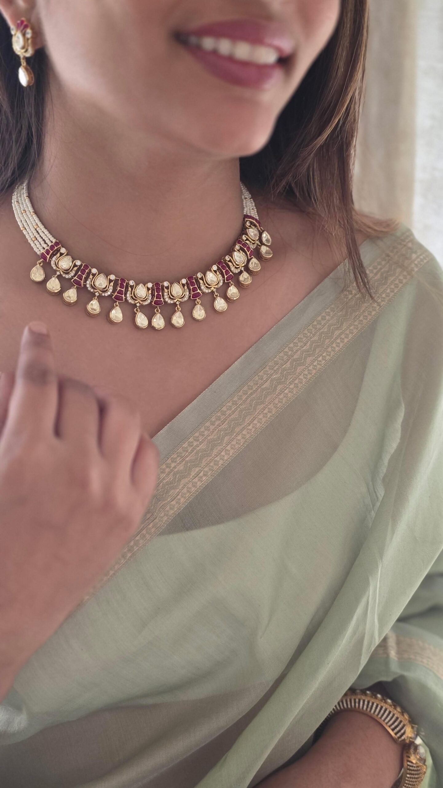 Veda delicate polki necklace