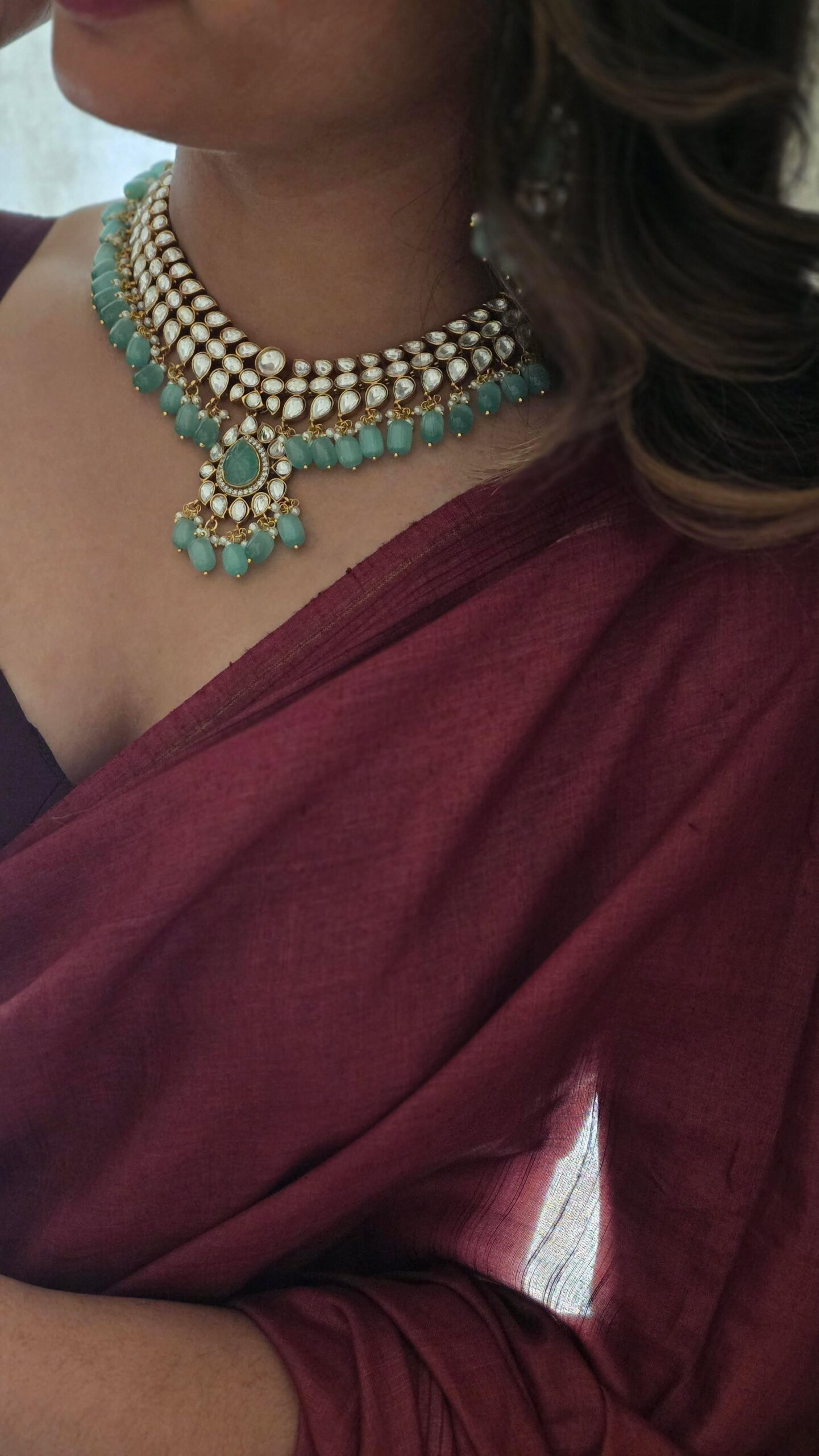 Srushti polki and pearl necklace Thumbnail