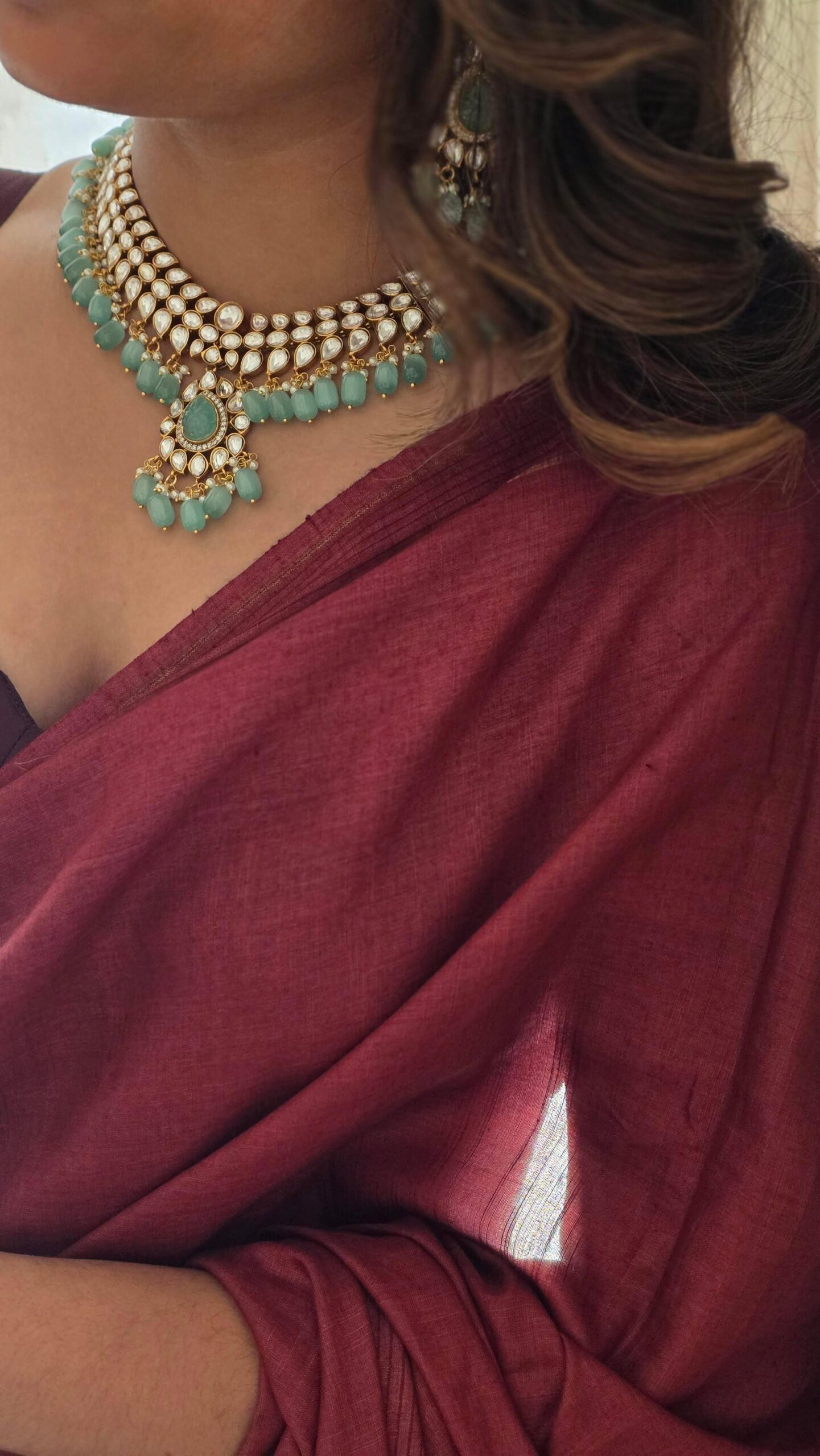 Srushti polki and pearl necklace Thumbnail