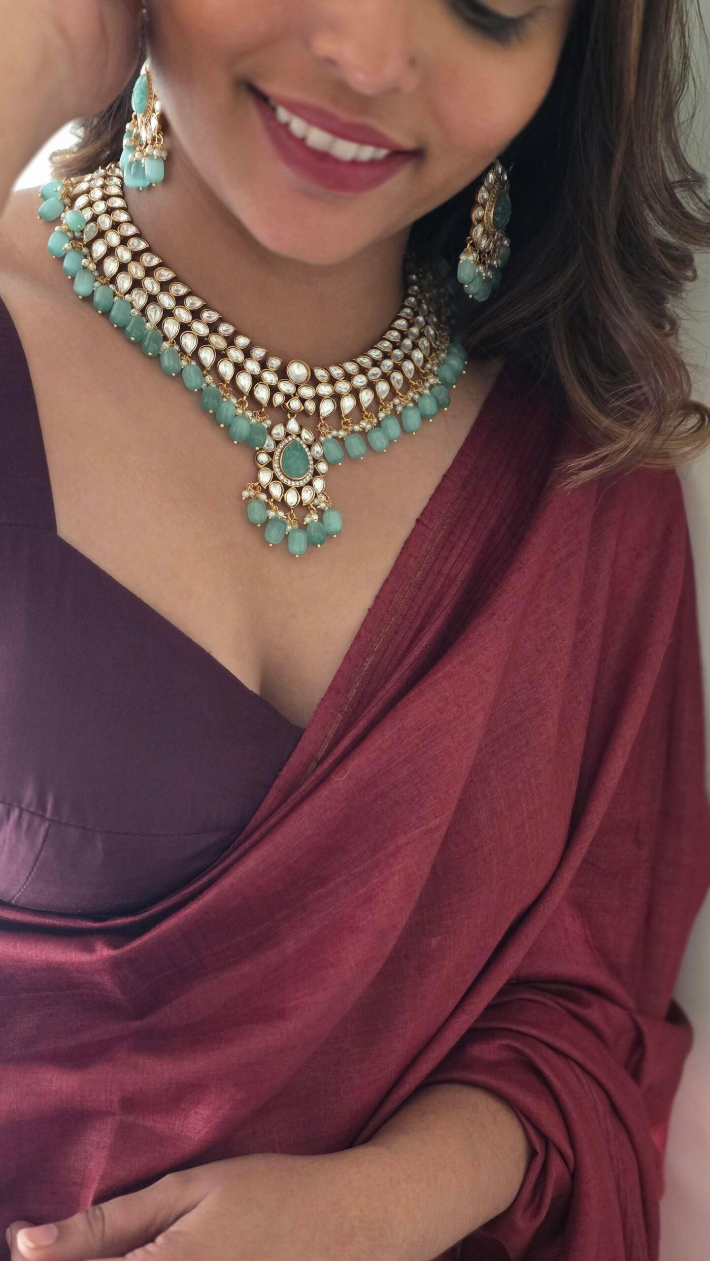 Srushti polki and pearl necklace Thumbnail