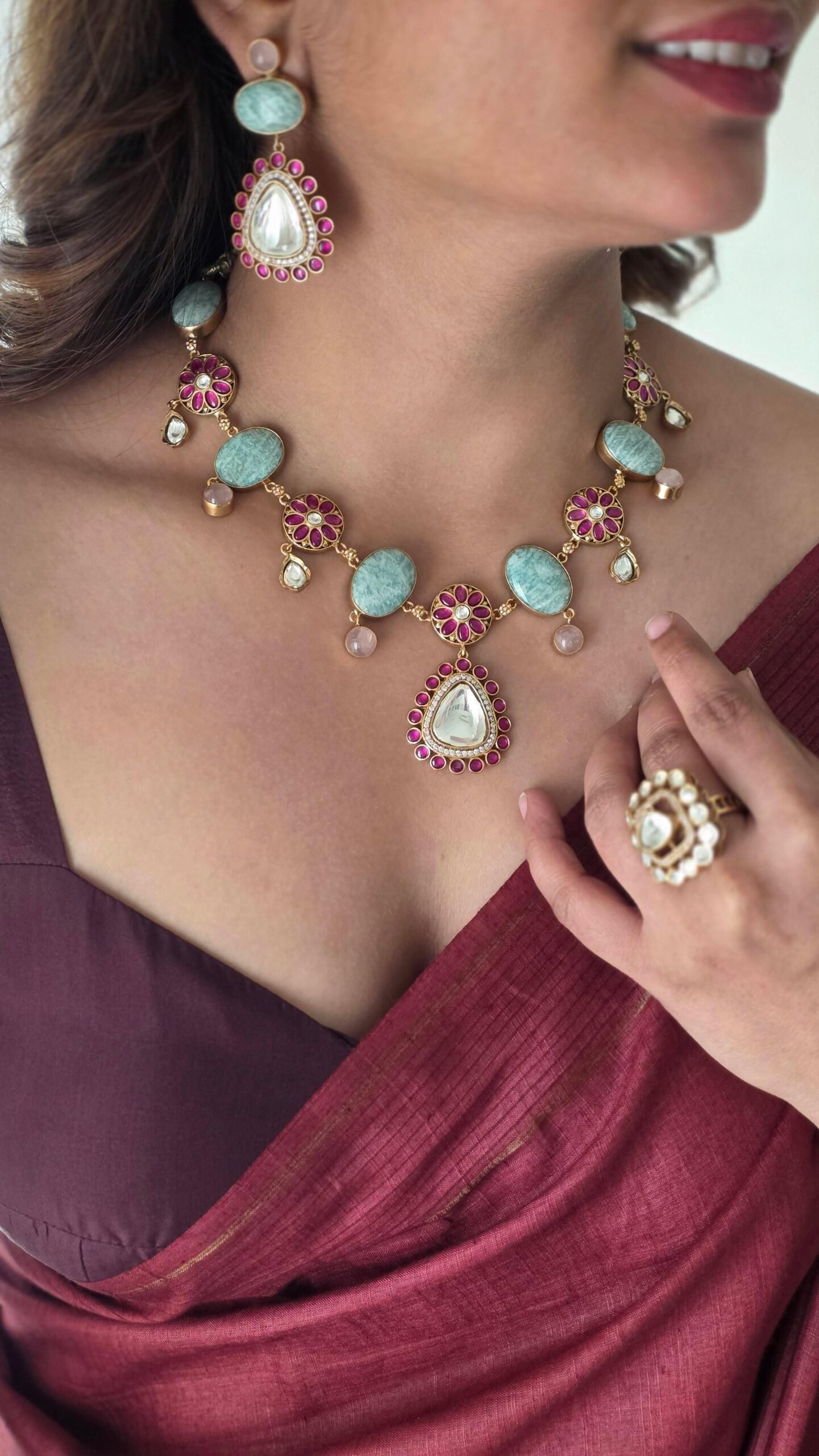 Farzana quartz and polki necklace Thumbnail