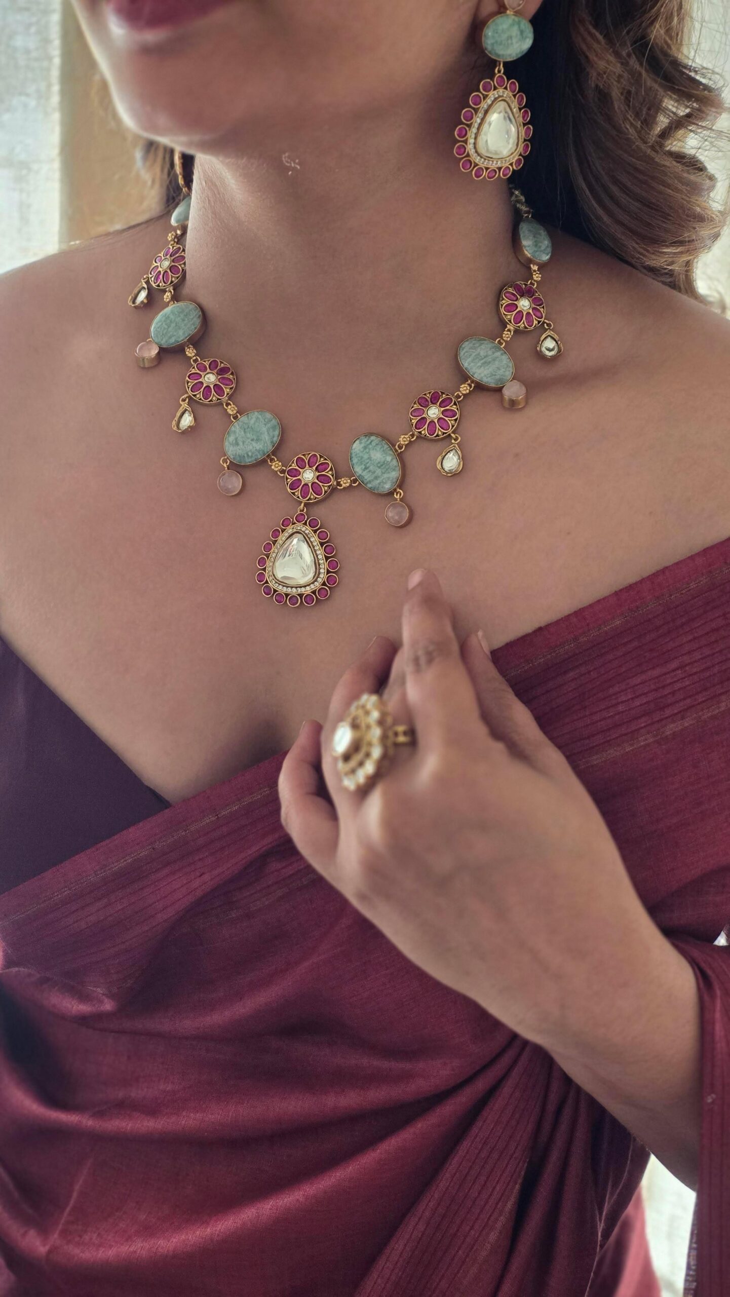 Farzana quartz and polki necklace Thumbnail