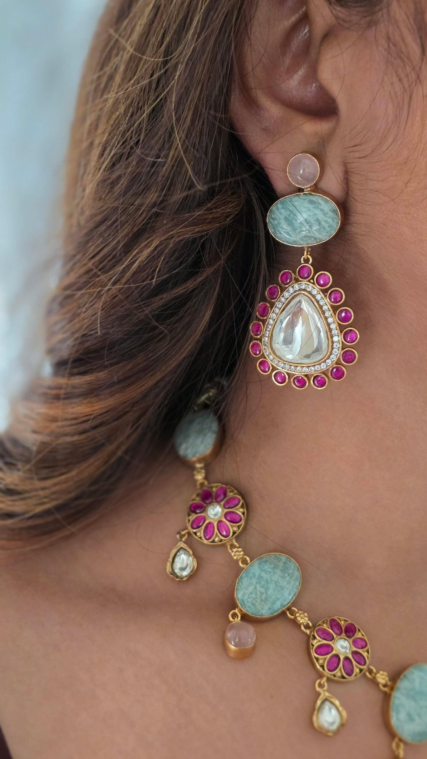 Farzana quartz and polki necklace Thumbnail