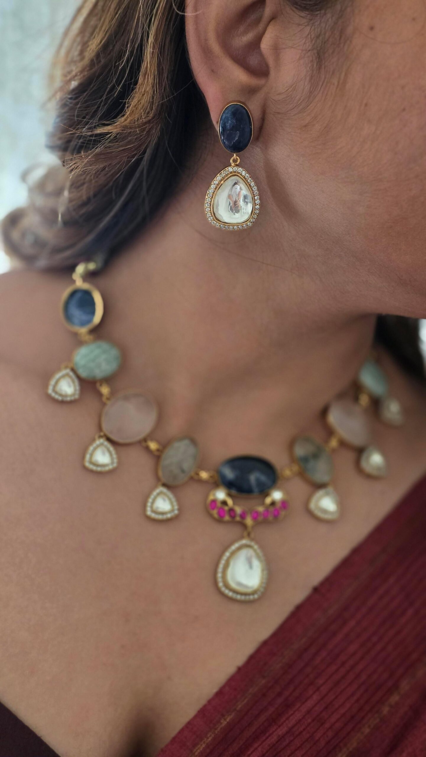 Farzana quartz and polki necklace Thumbnail