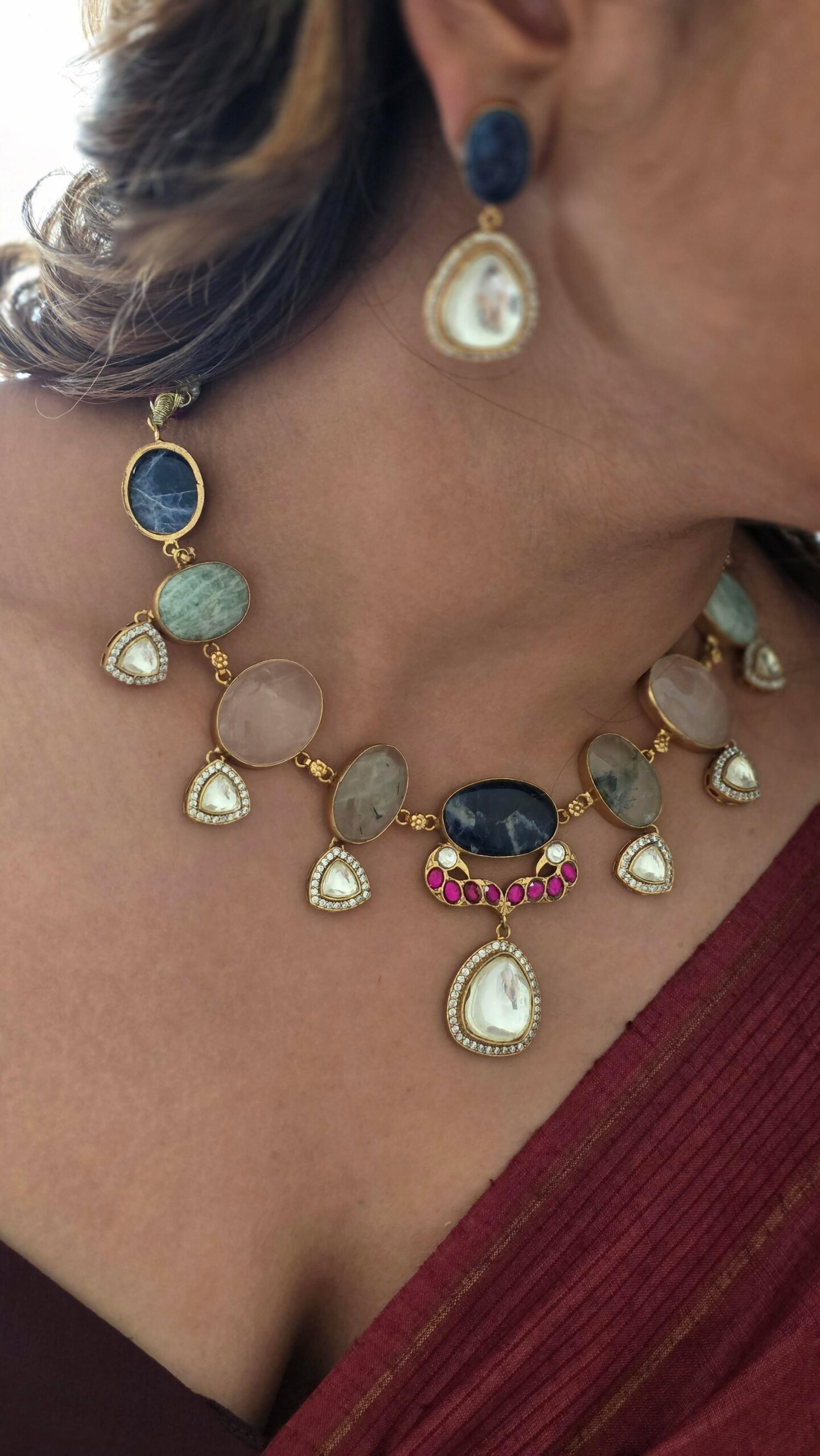 Farzana quartz and polki necklace Thumbnail