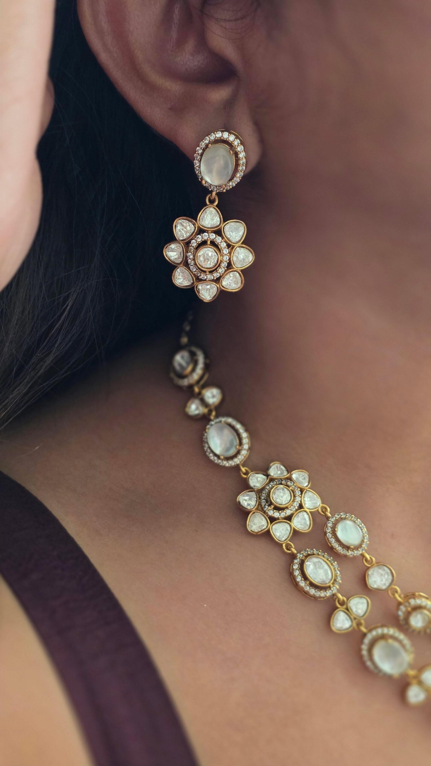 Neeta quartz and polki necklace Thumbnail