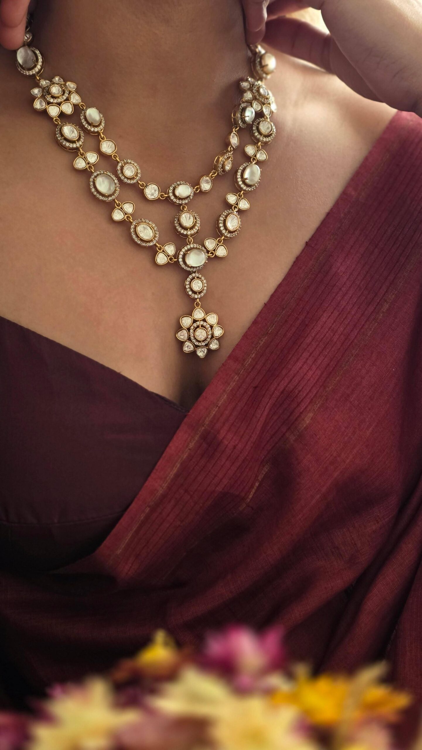 Neeta quartz and polki necklace Thumbnail