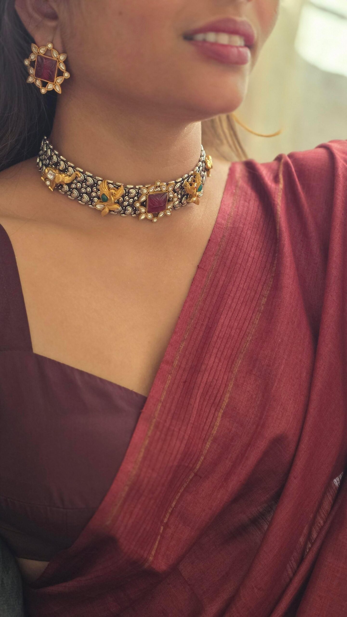 Gaj gamini art choker with earrings Thumbnail