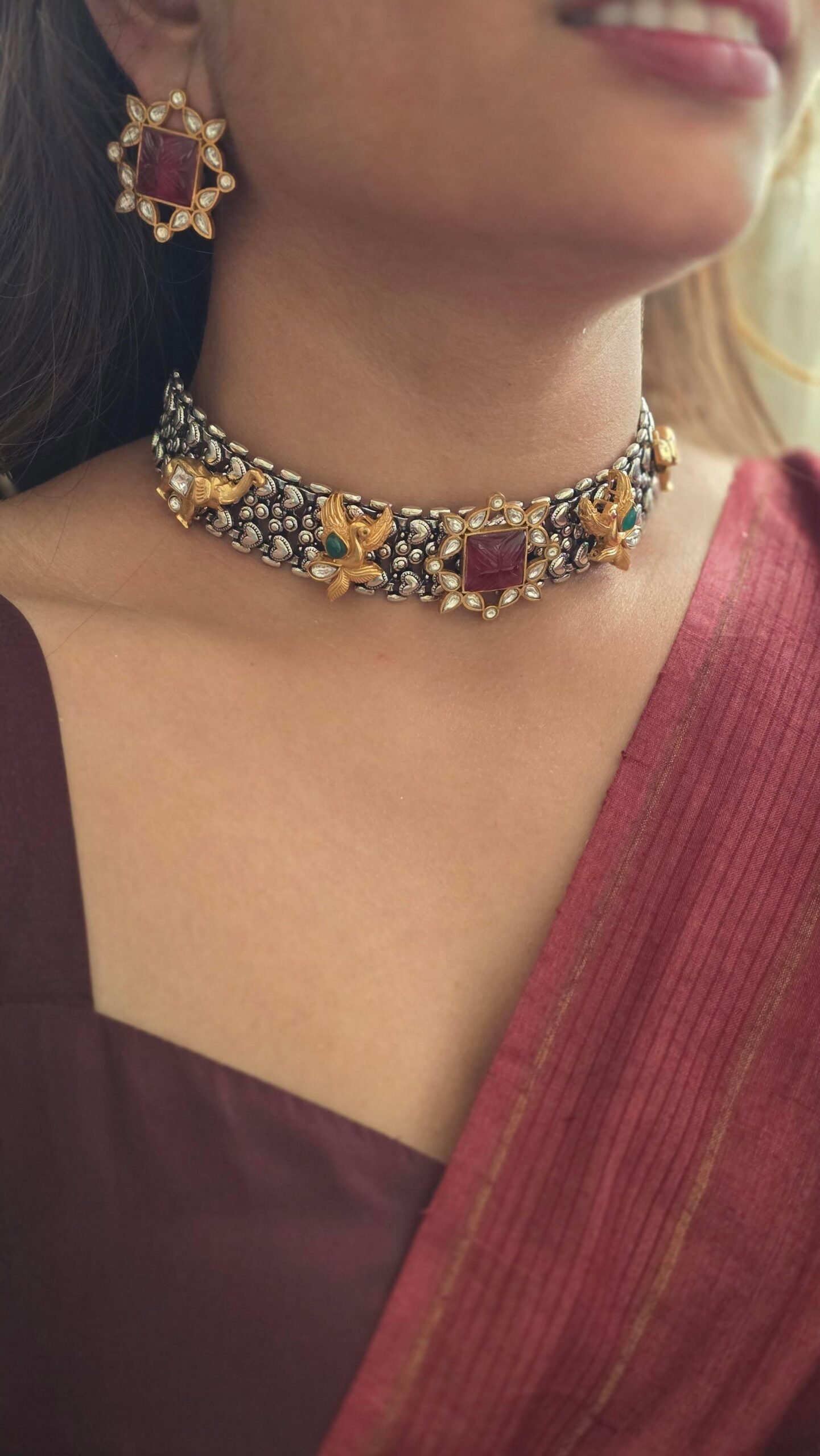 Gaj gamini art choker with earrings Thumbnail