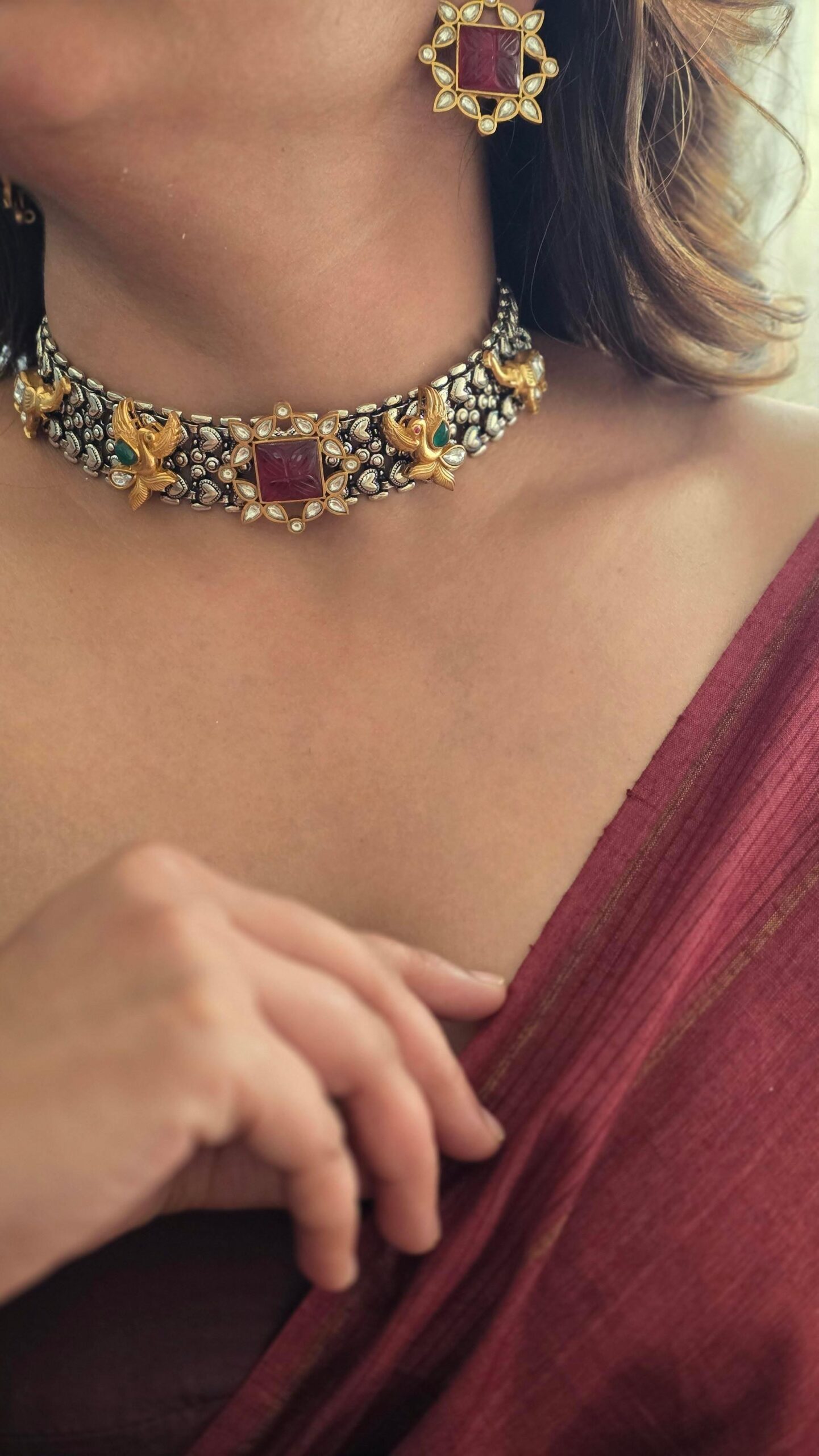 Gaj gamini art choker with earrings Thumbnail
