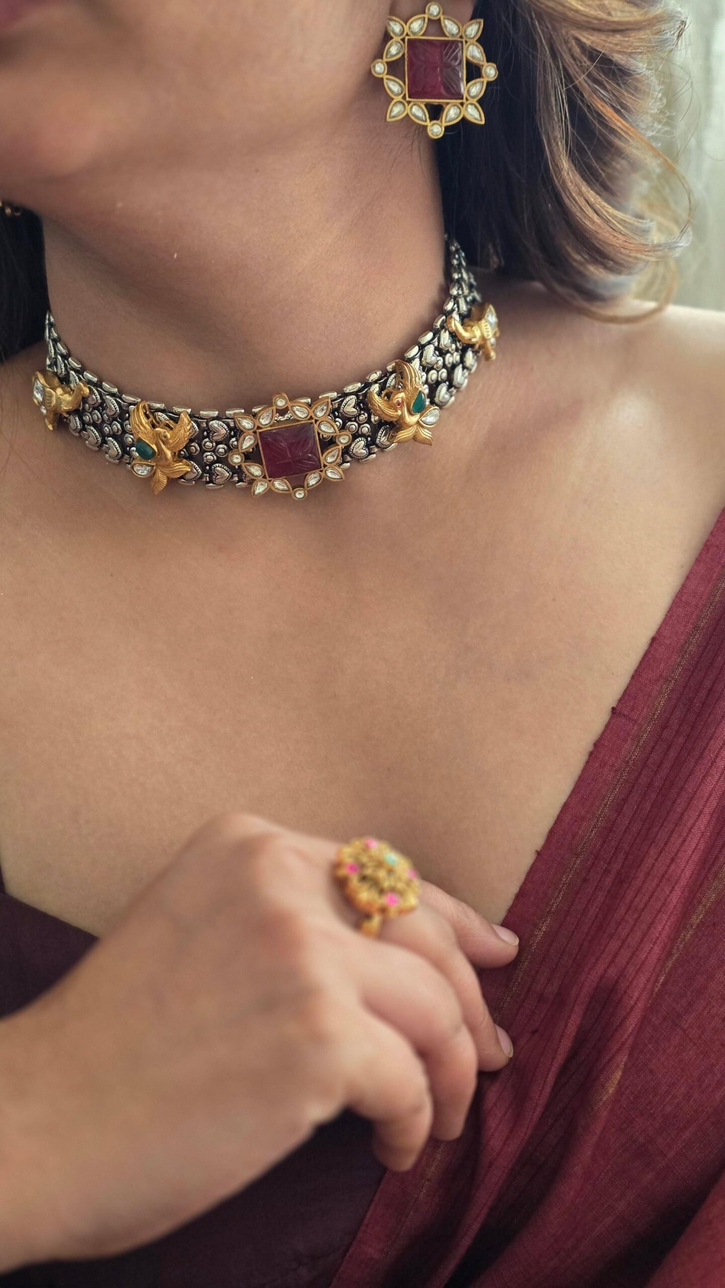 Gaj gamini art choker with earrings Thumbnail