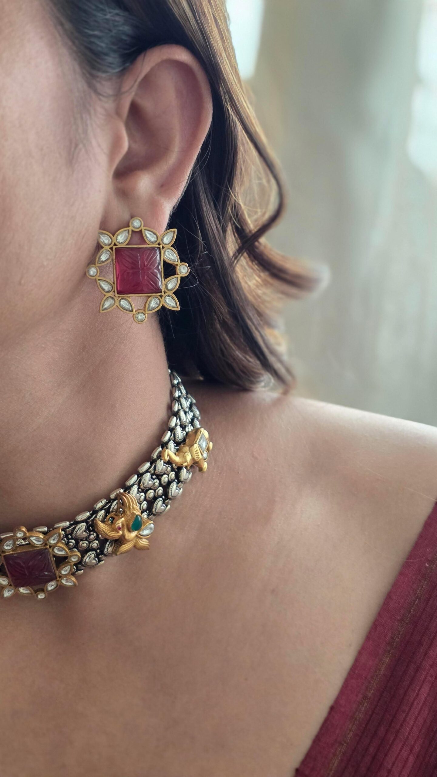 Gaj gamini art choker with earrings Thumbnail