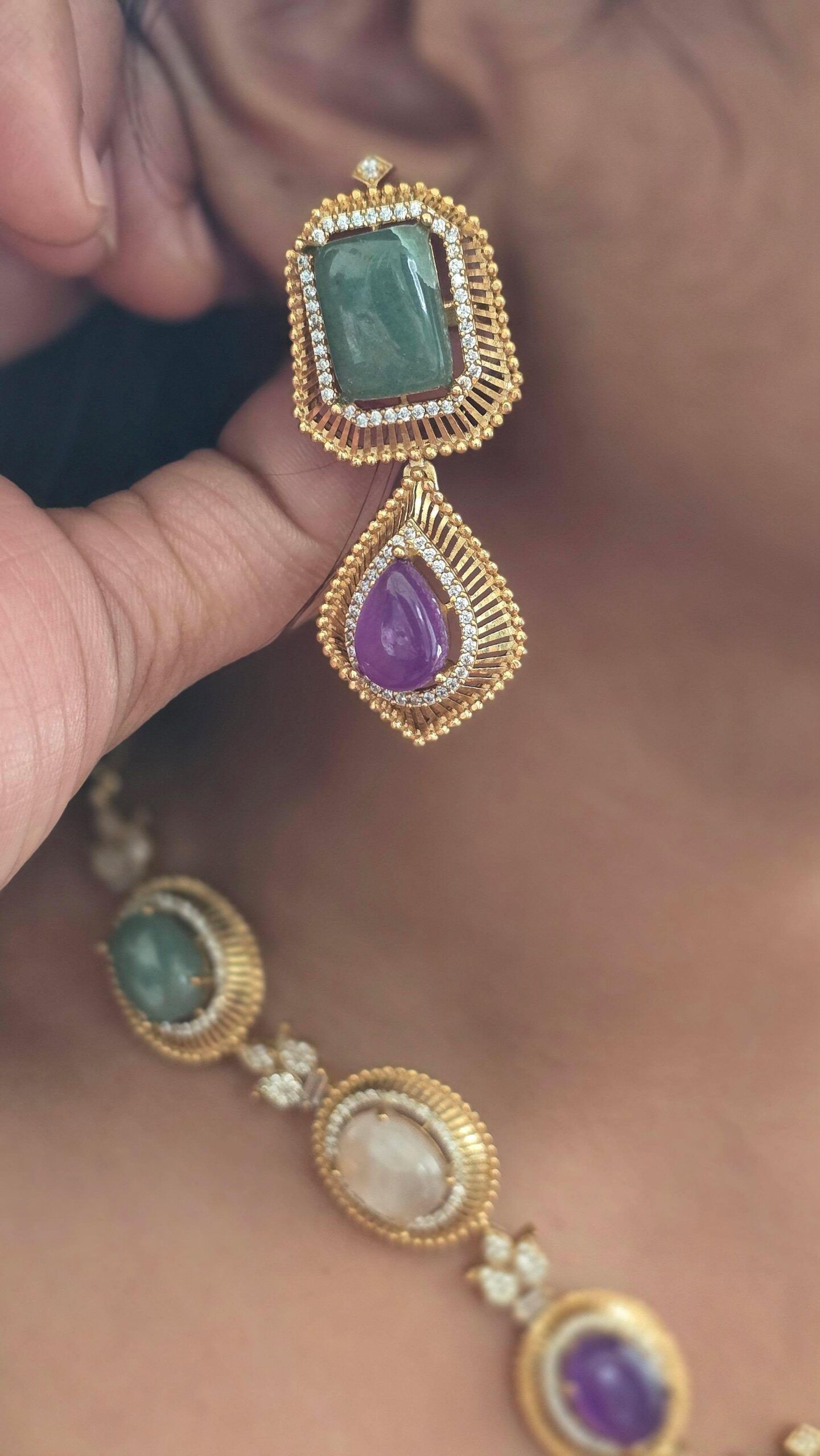 Saija quartz and polki necklace Thumbnail