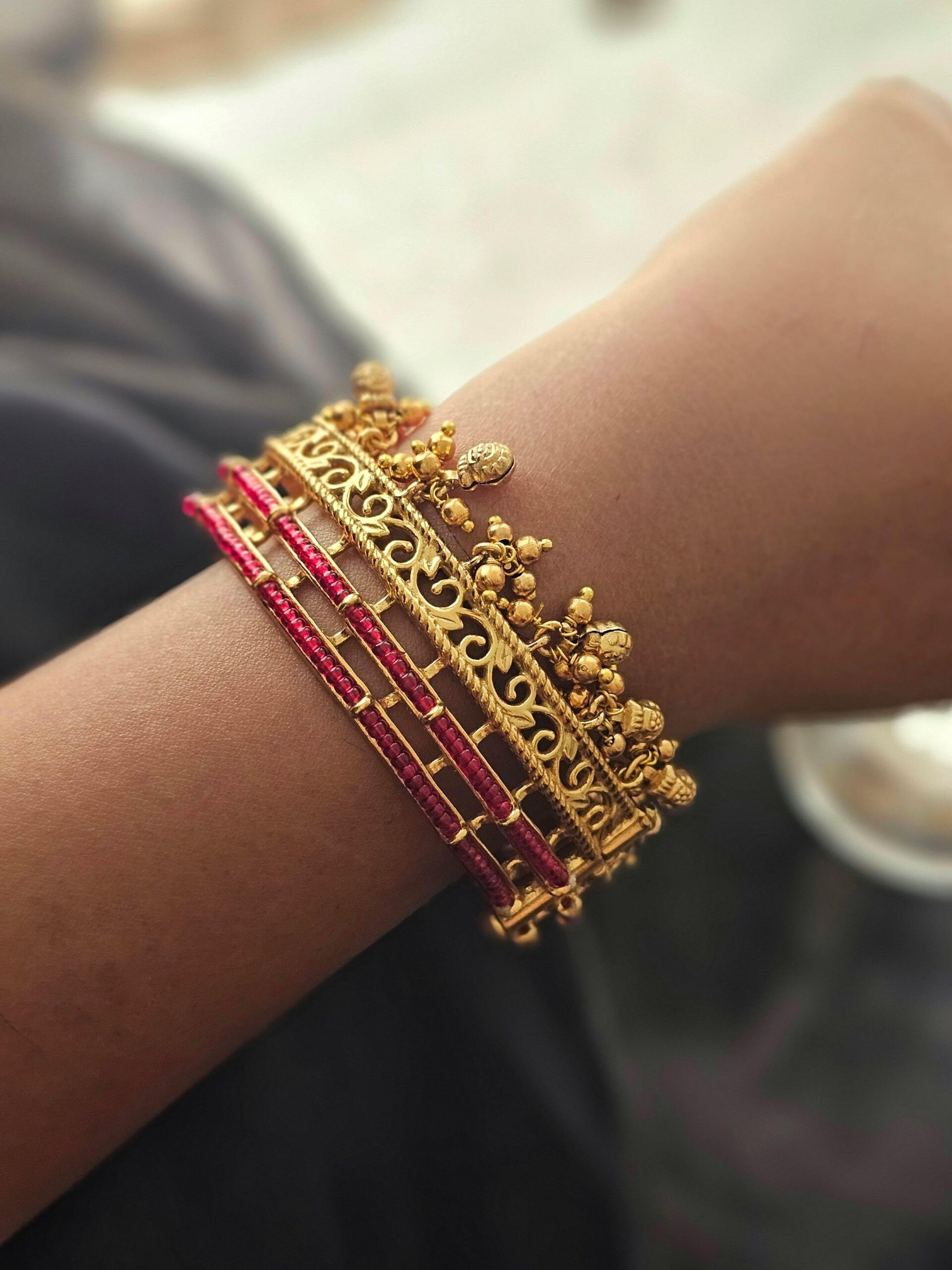 Aila handcrafted ghungroo bangles Thumbnail
