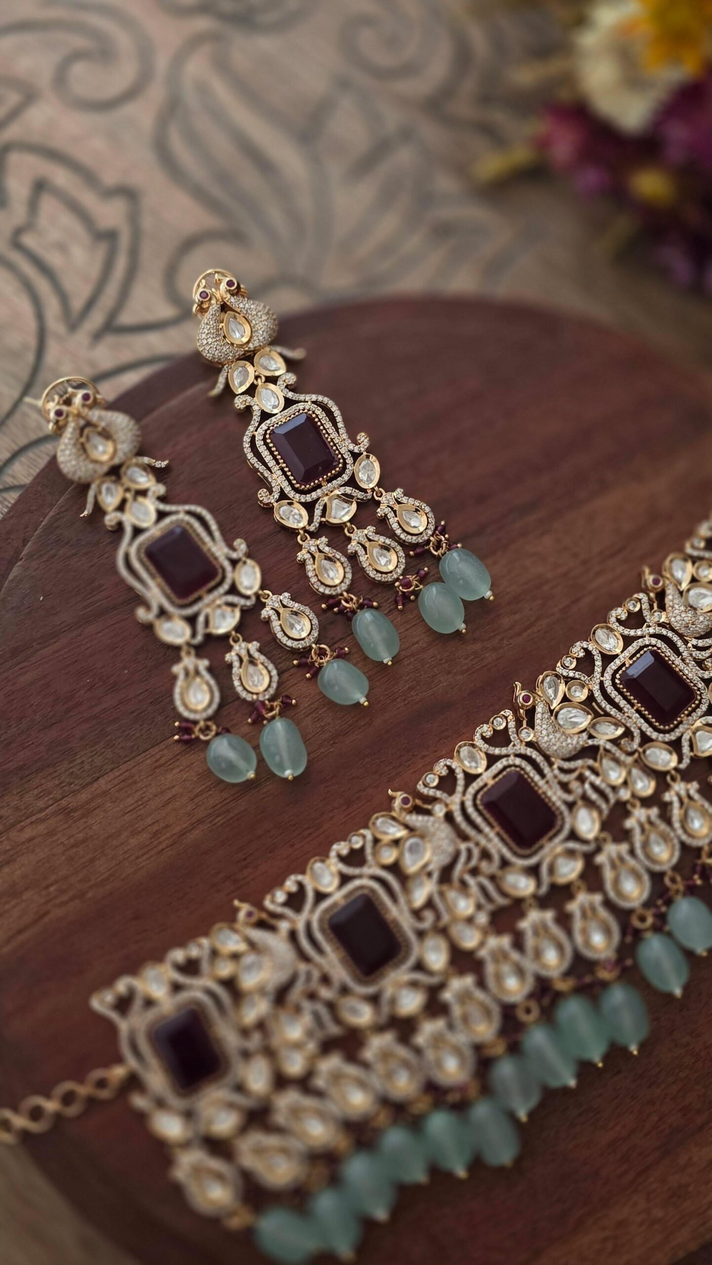 Mayur zari polki choker Thumbnail