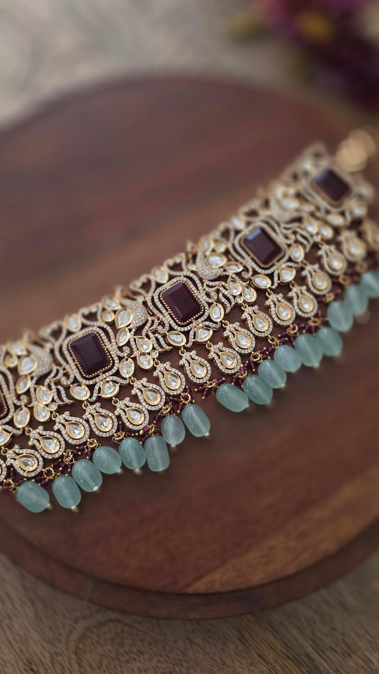 Mayur zari polki choker Thumbnail