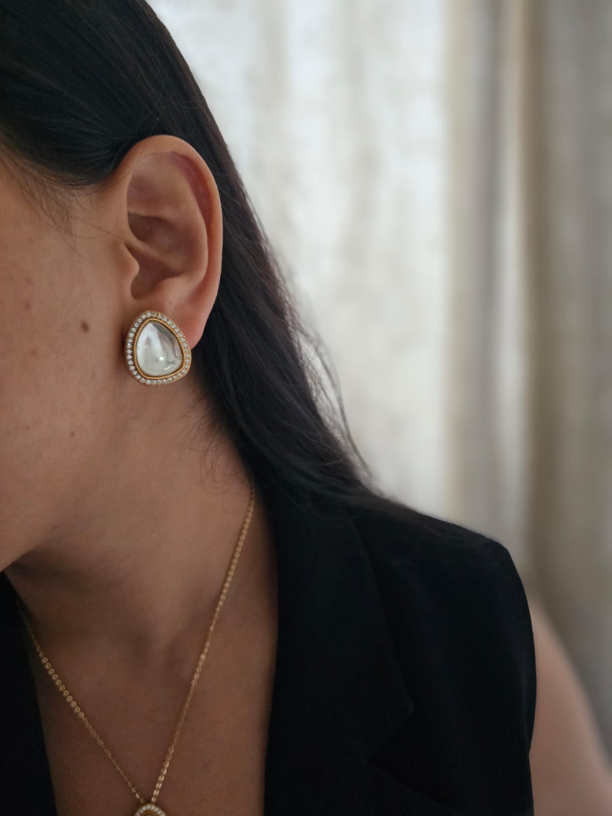 Swara delicate polki necklace Thumbnail