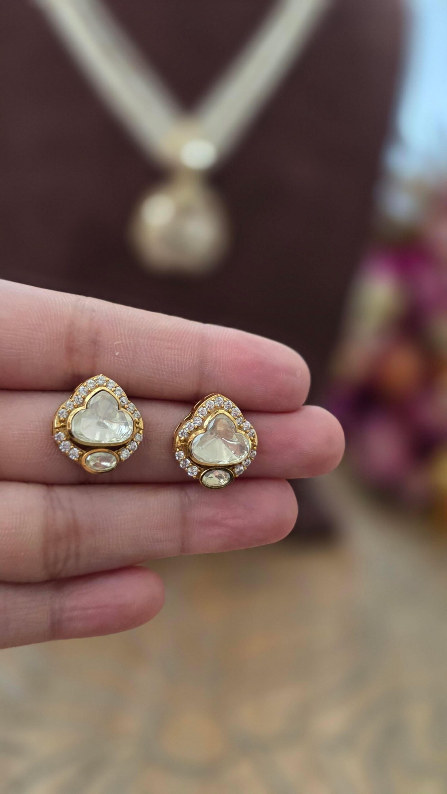 Eva delicate polki and pearl necklace Thumbnail