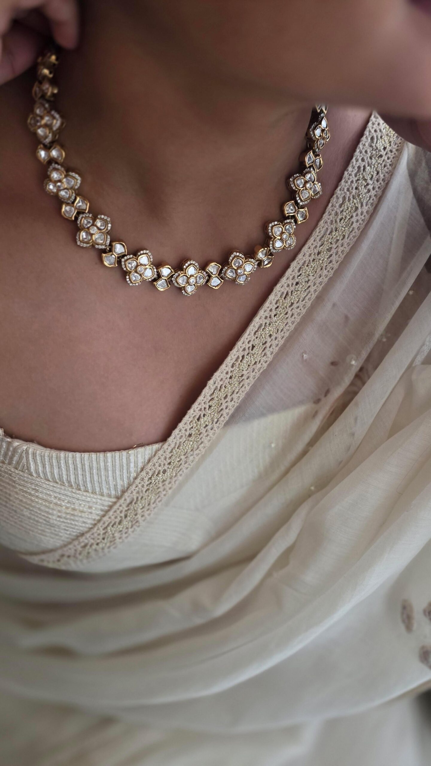 Eva delicate polki necklace Thumbnail