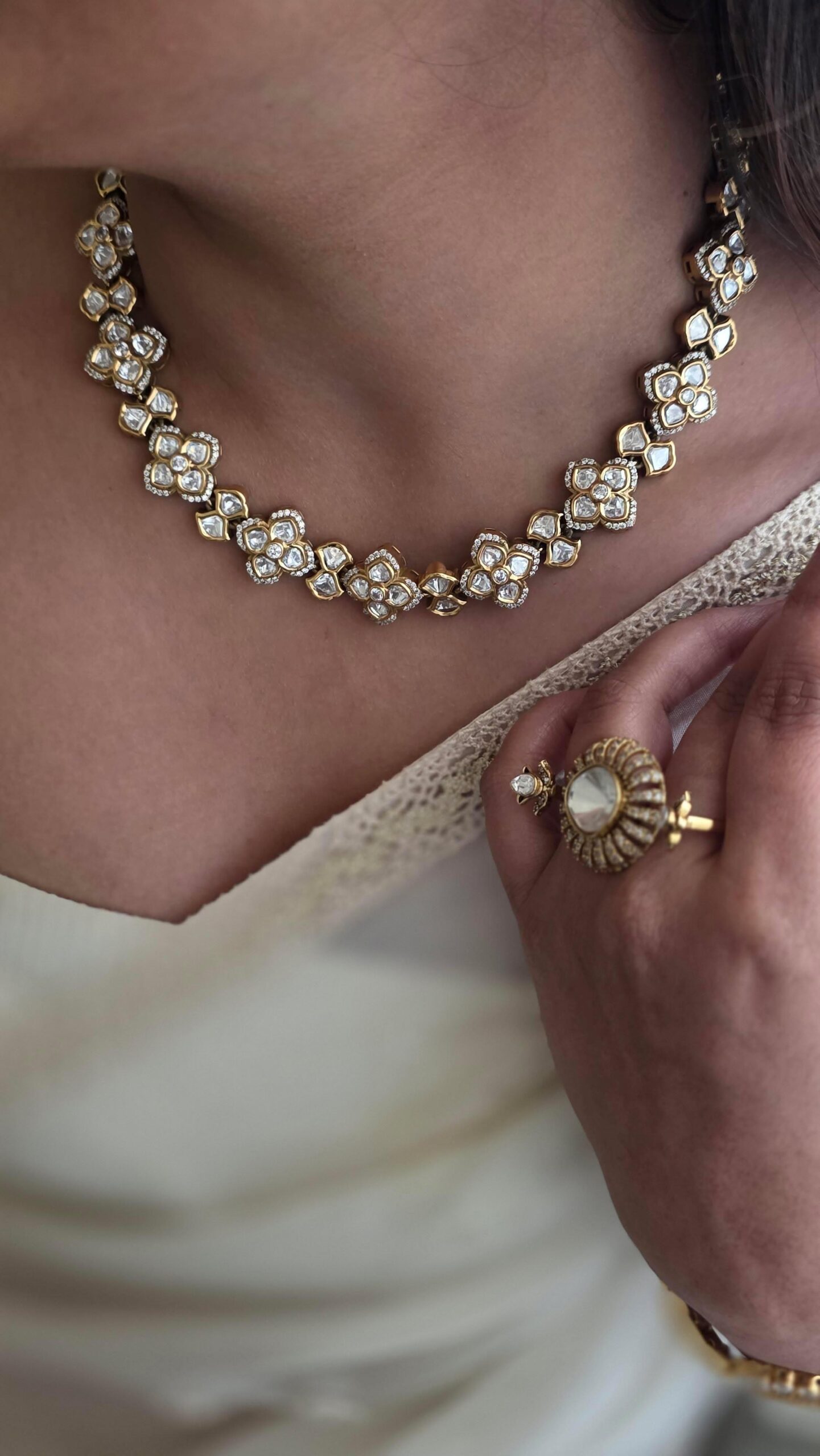Eva delicate polki necklace Thumbnail