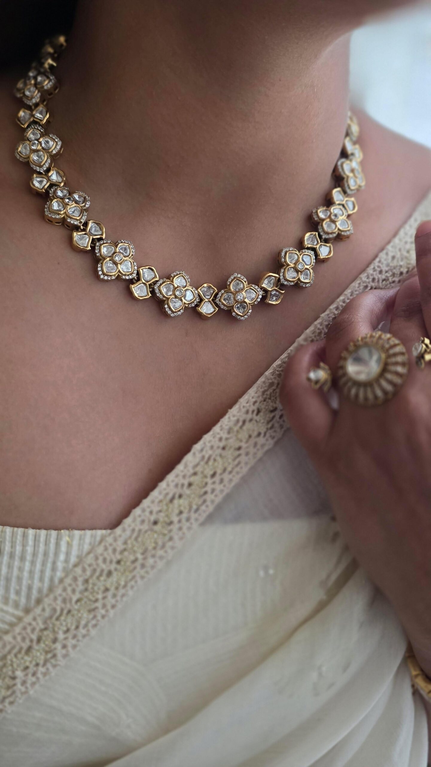 Eva delicate polki necklace Thumbnail