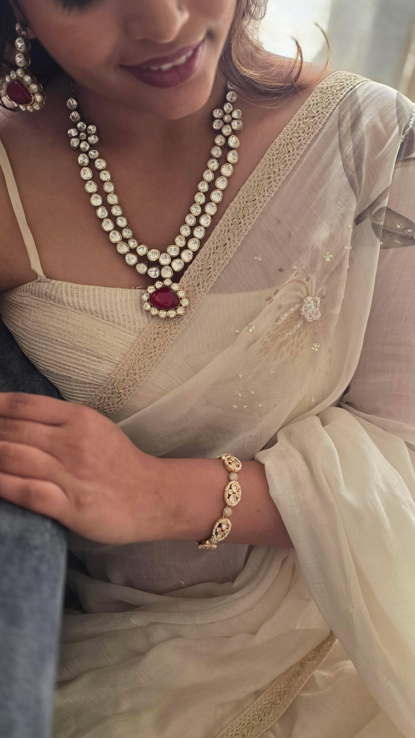 Nidhi polki and quartz necklace Thumbnail