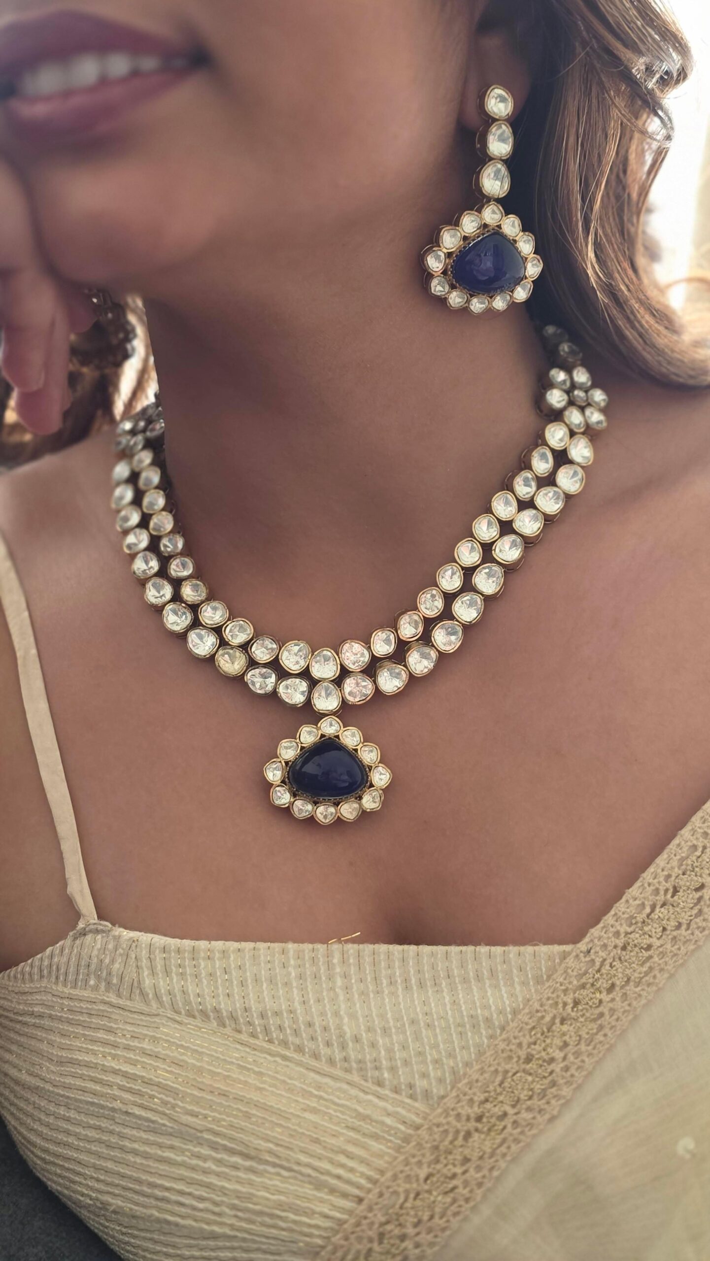 Nidhi polki and quartz necklace Thumbnail